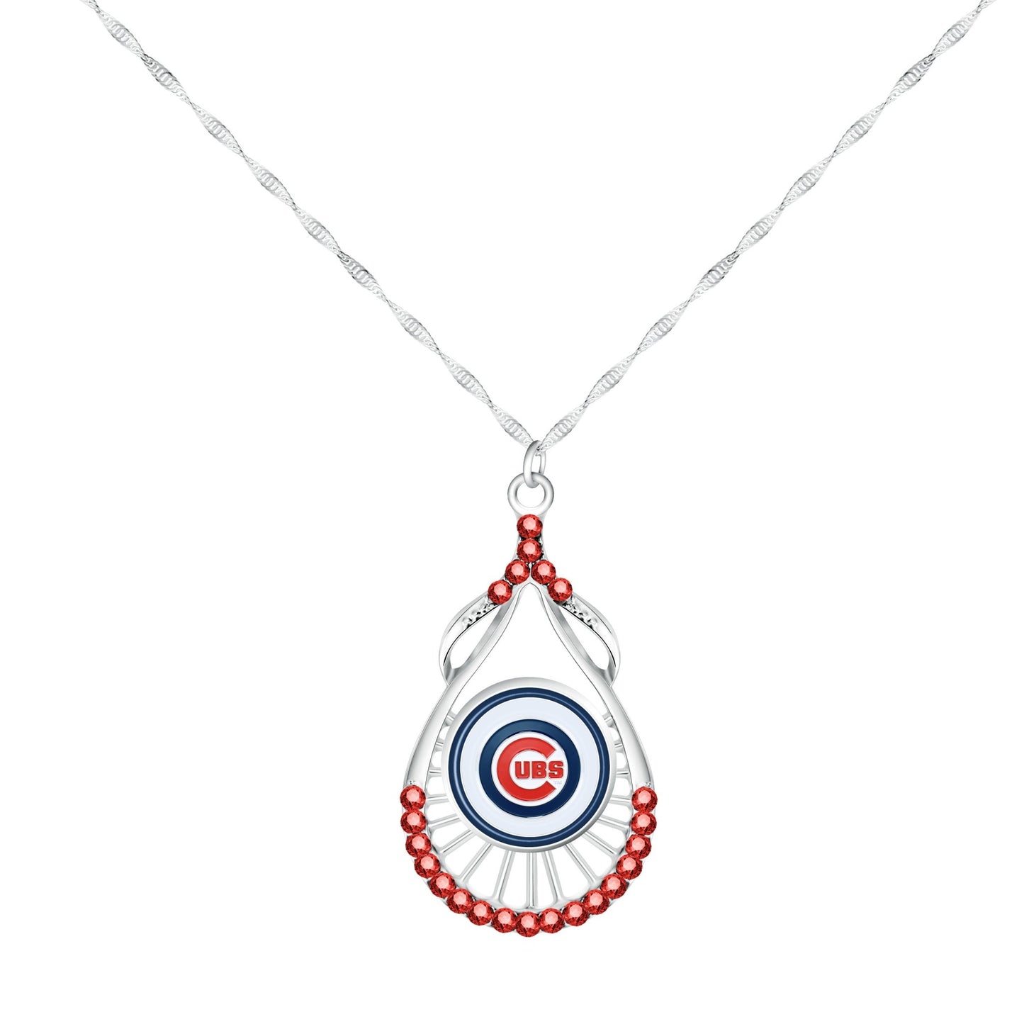 MLB Teardrop Rhinestone Necklace - Gamedays Gear - Chicago Cubs