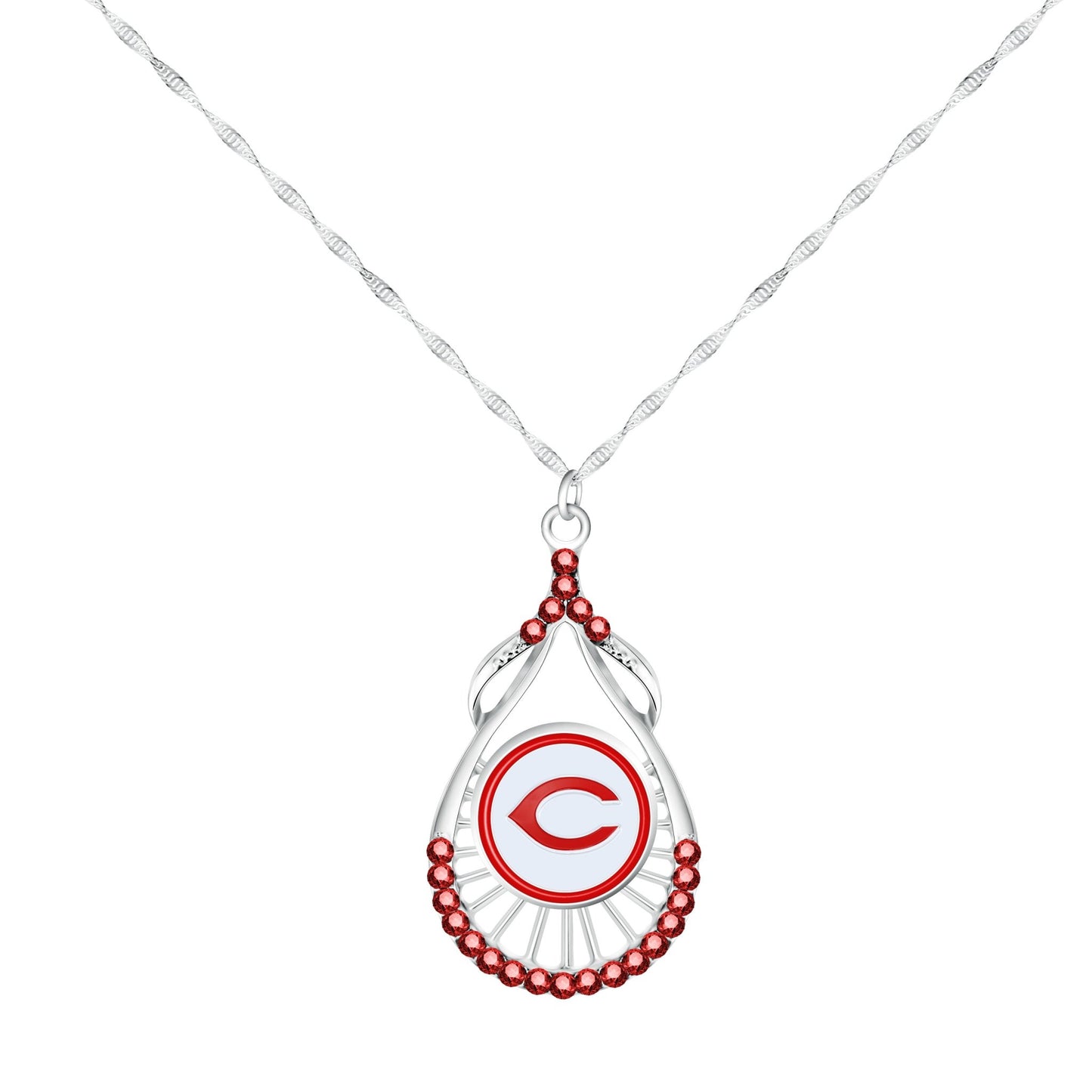 MLB Teardrop Rhinestone Necklace - Gamedays Gear - Cincinnati Reds