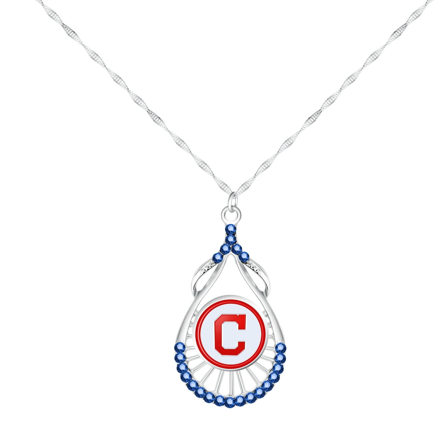 MLB Teardrop Rhinestone Necklace - Gamedays Gear - Cleveland Guardians