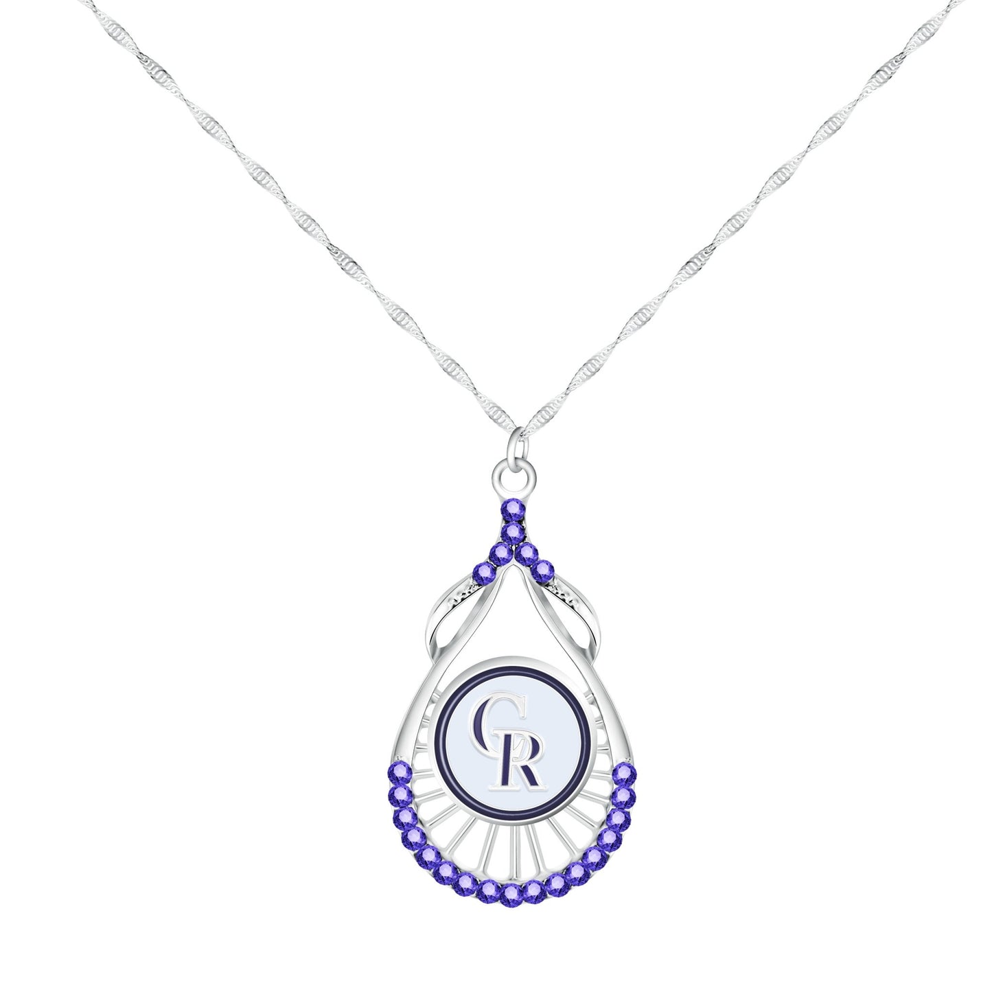 MLB Teardrop Rhinestone Necklace - Gamedays Gear - Colorado Rockies