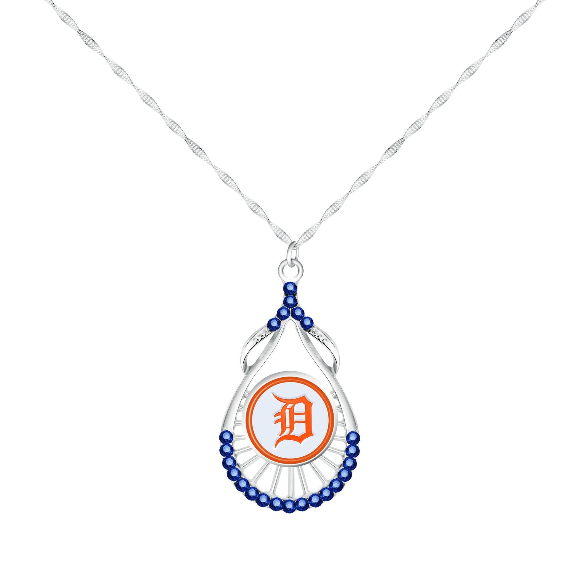 MLB Teardrop Rhinestone Necklace - Gamedays Gear - Detroit Tigers