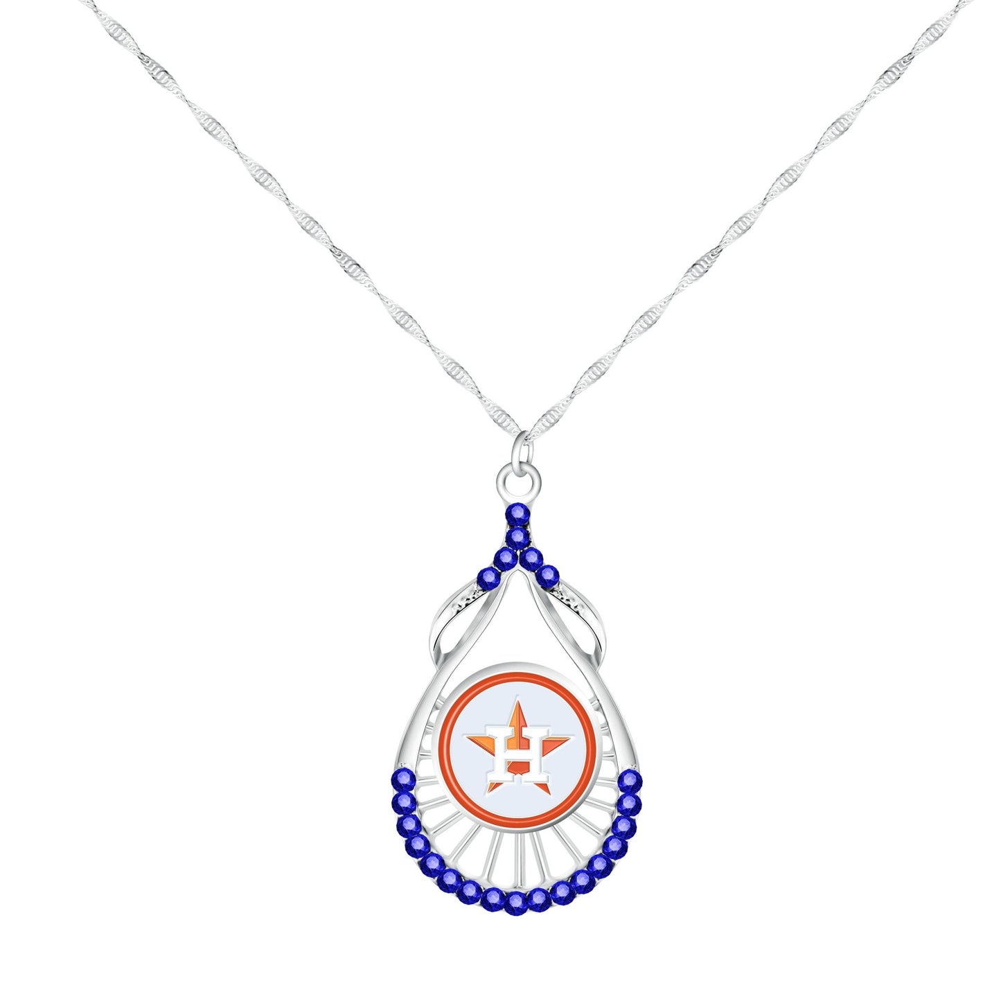 MLB Teardrop Rhinestone Necklace - Gamedays Gear - Houston Astros