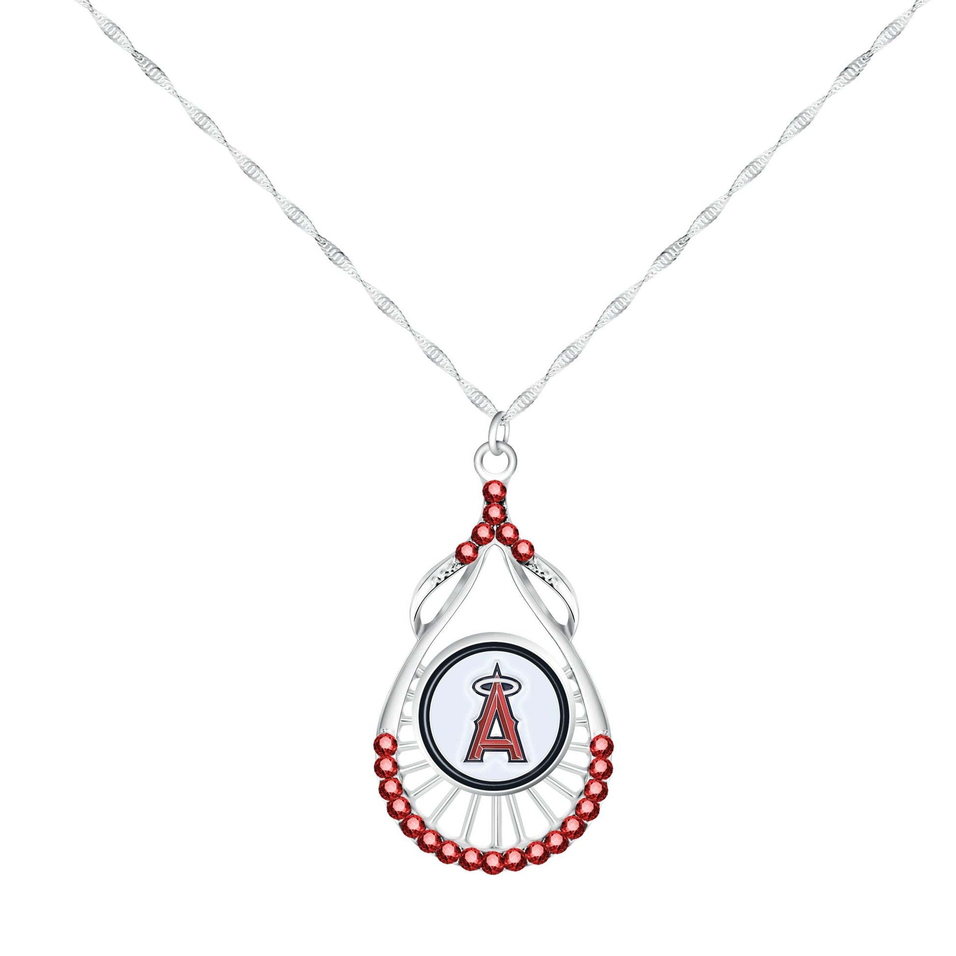 MLB Teardrop Rhinestone Necklace - Gamedays Gear - Los Angeles Angels