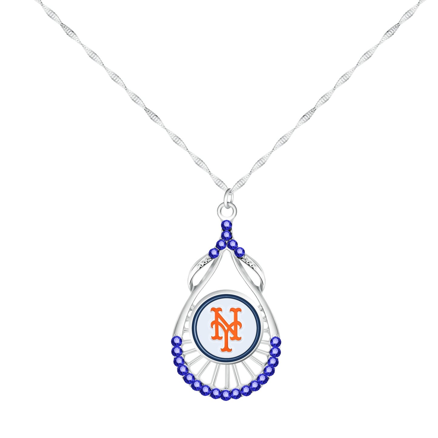 MLB Teardrop Rhinestone Necklace - Gamedays Gear - New York Mets