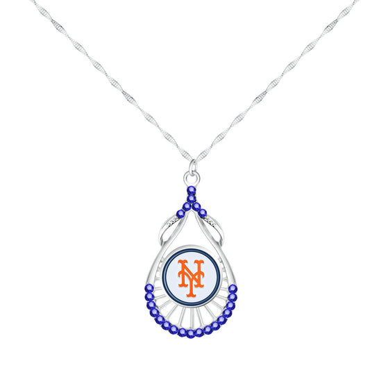 MLB Teardrop Rhinestone Necklace - Gamedays Gear - Los Angeles Dodgers