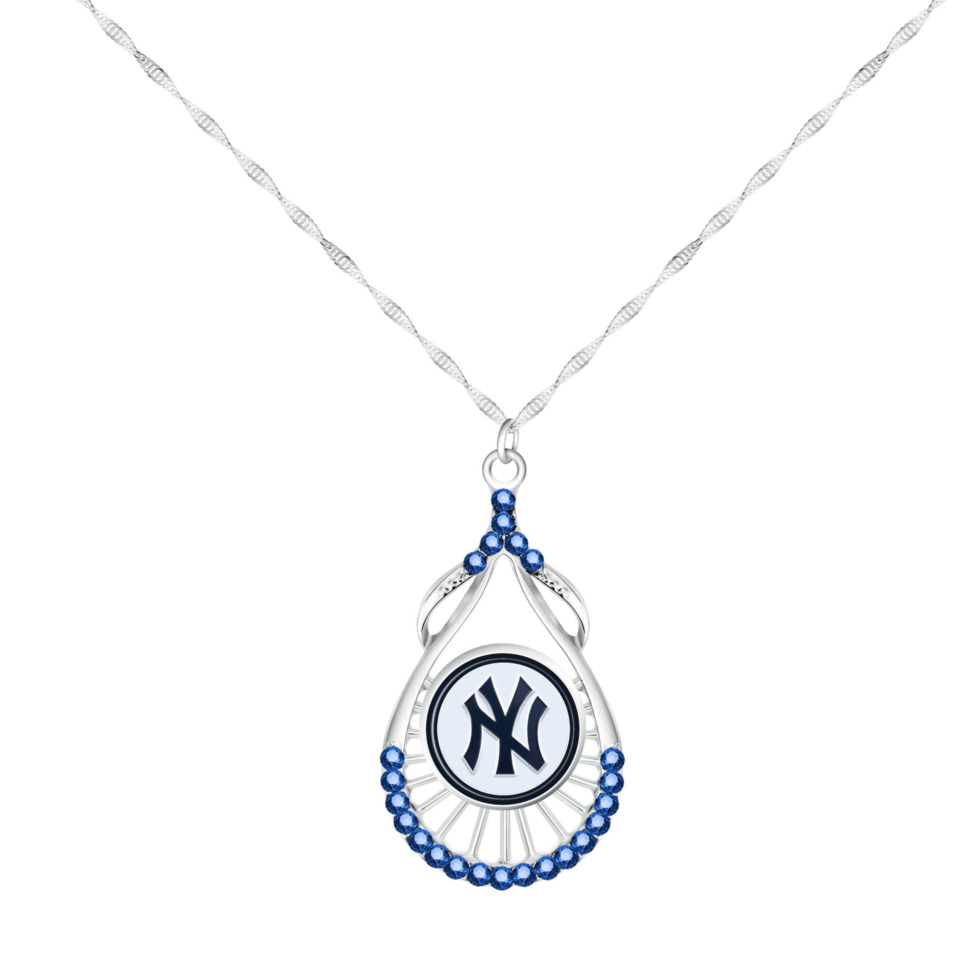 MLB Teardrop Rhinestone Necklace - Gamedays Gear - New York Yankees