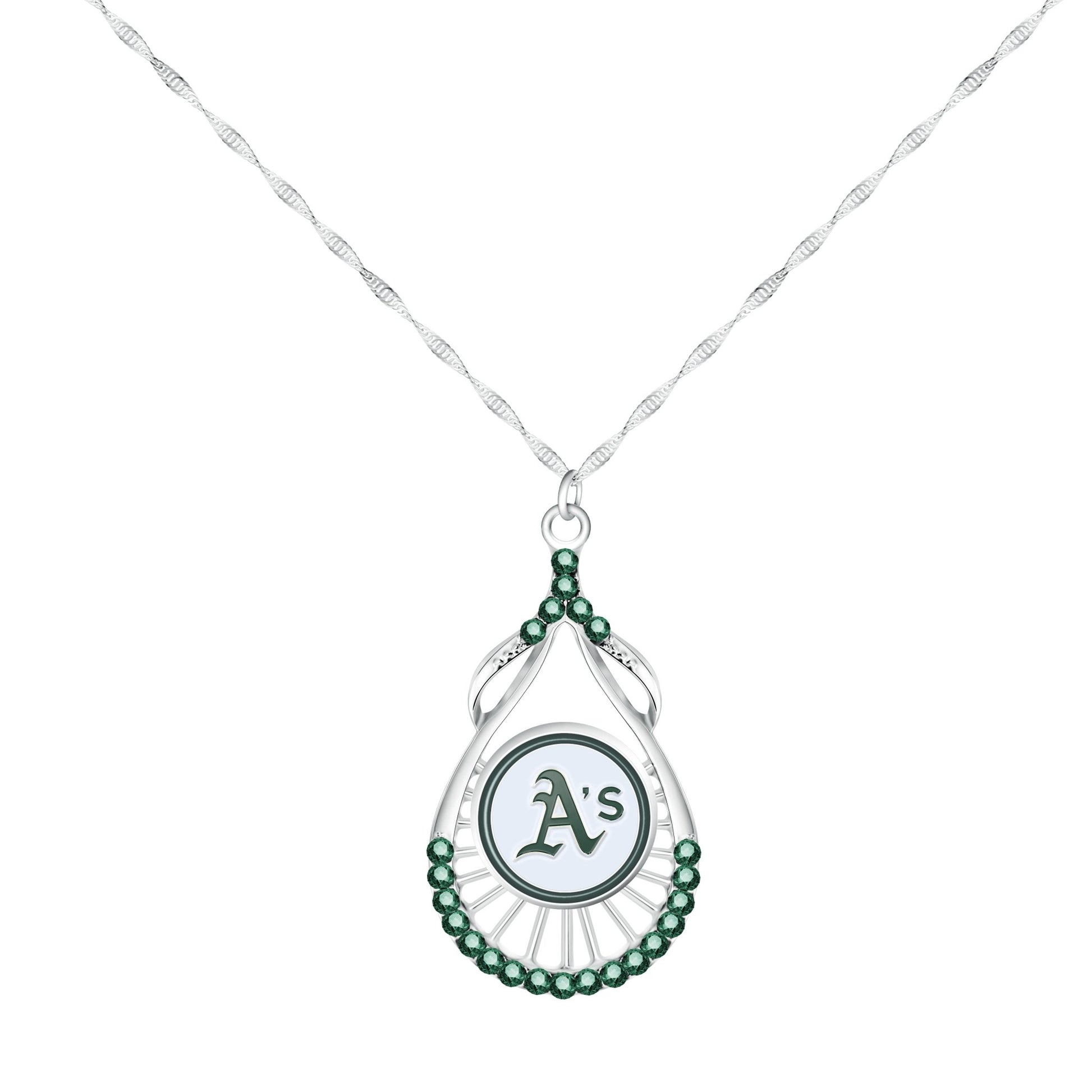 MLB Teardrop Rhinestone Necklace - Gamedays Gear - Oakland Athletics