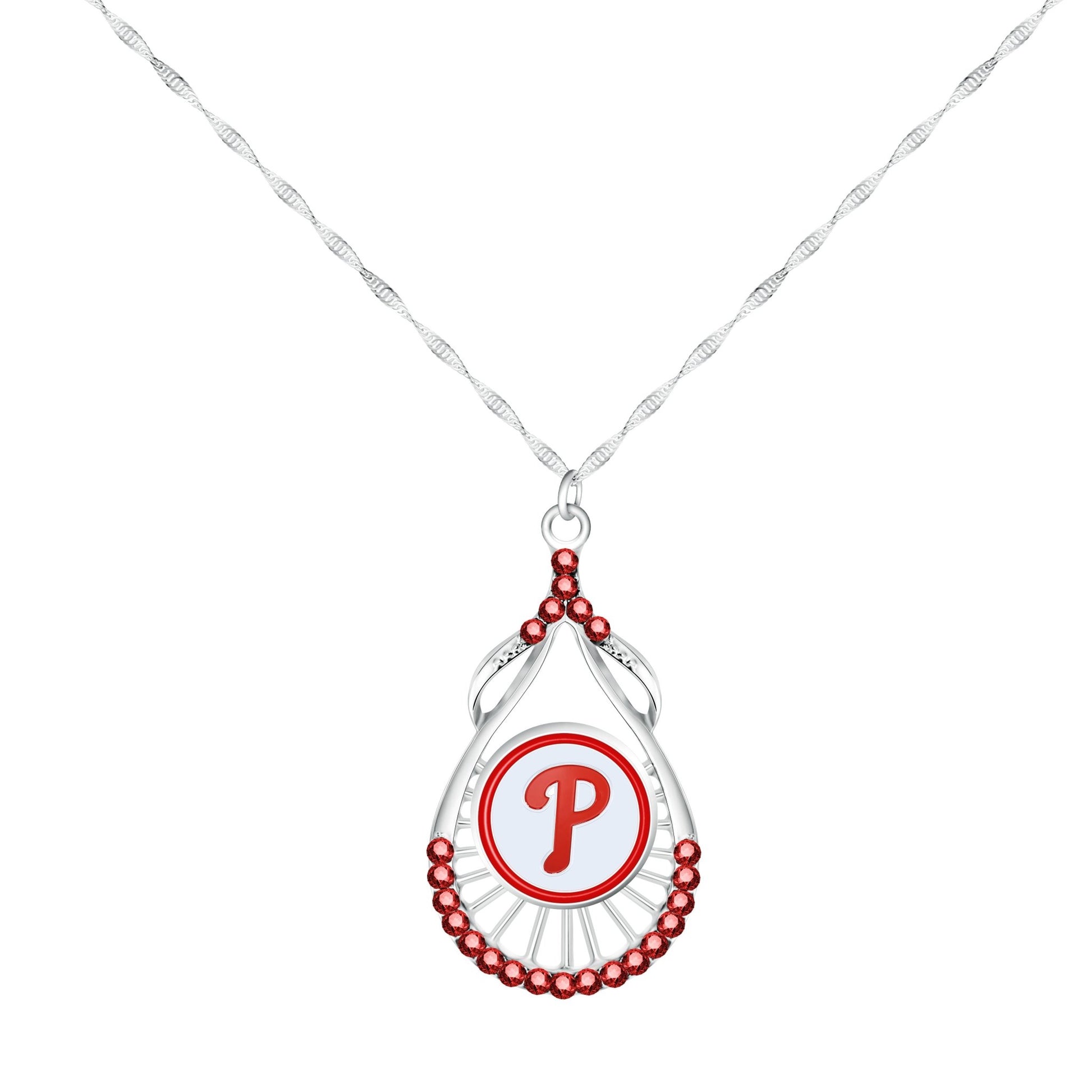 MLB Teardrop Rhinestone Necklace - Gamedays Gear - Philadelphia Phillies