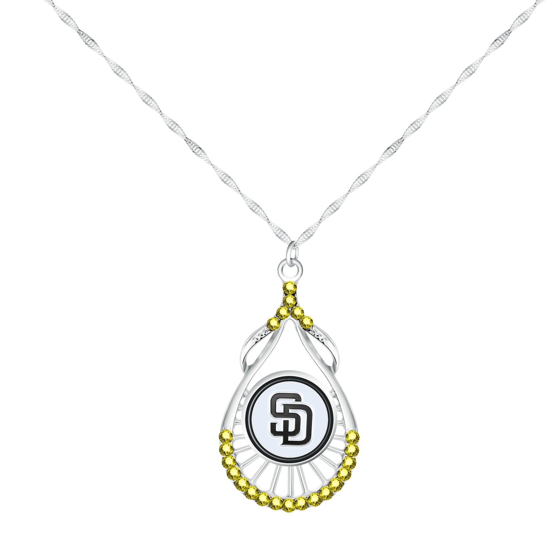 MLB Teardrop Rhinestone Necklace - Gamedays Gear - San Diego Padres