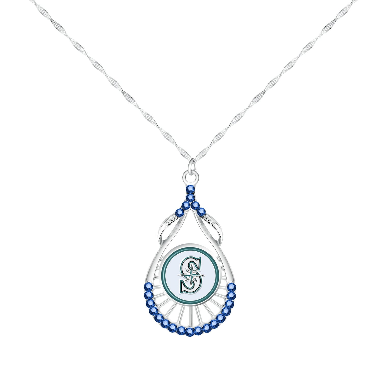 MLB Teardrop Rhinestone Necklace - Gamedays Gear - Seattle Mariners