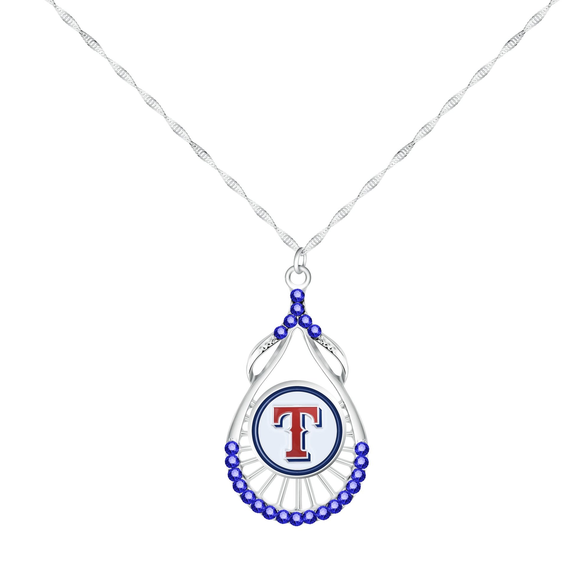 MLB Teardrop Rhinestone Necklace - Gamedays Gear - Texas Rangers