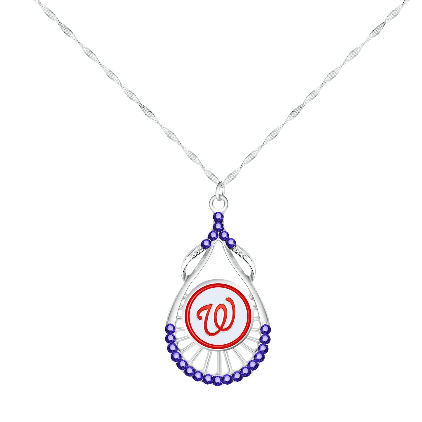 MLB Teardrop Rhinestone Necklace - Gamedays Gear - Washington Nationals