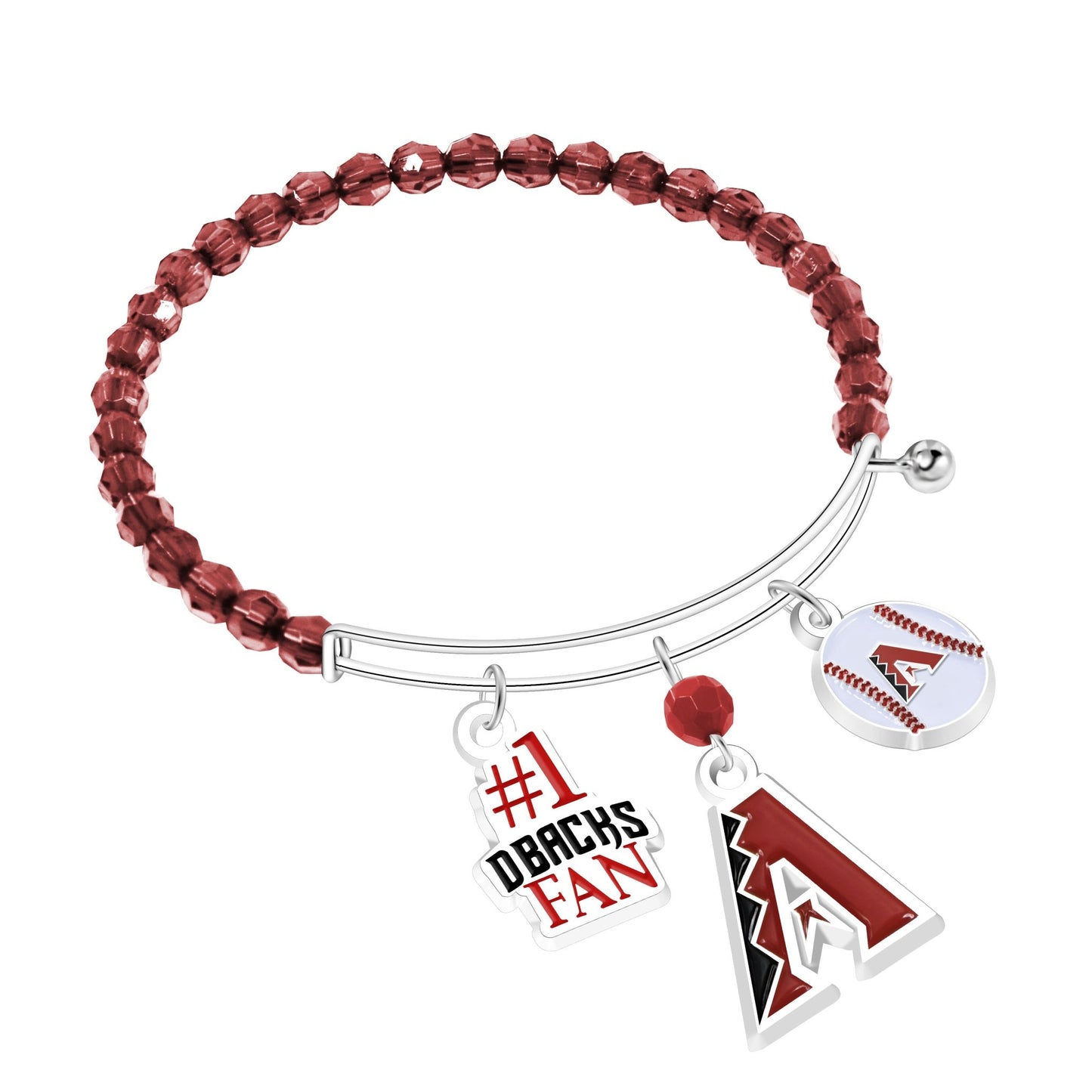 MLB Three Charm Logo Bead Bracelet - Gamedays Gear - Arizona Diamondbacks