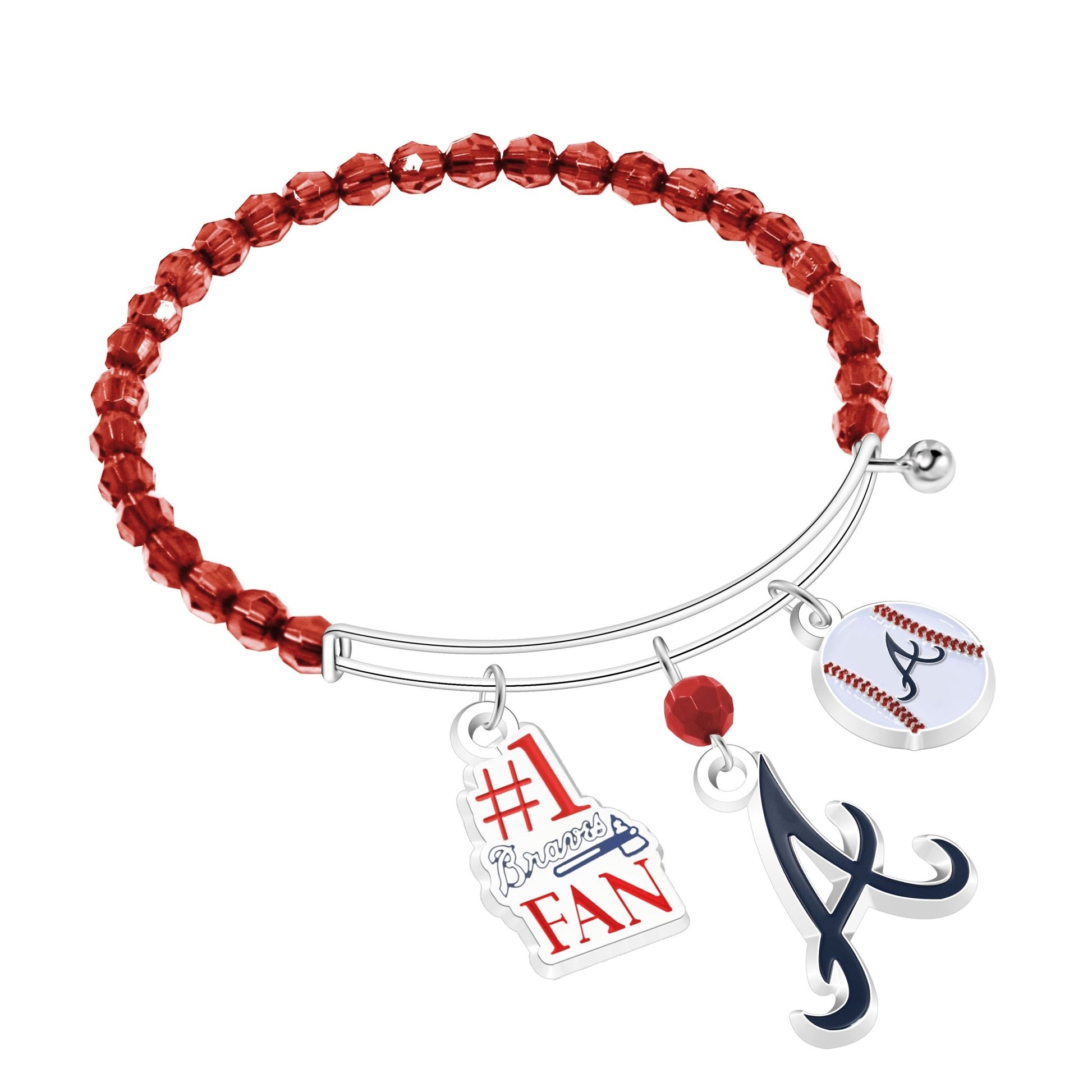 MLB Three Charm Logo Bead Bracelet - Gamedays Gear - Atlanta Braves