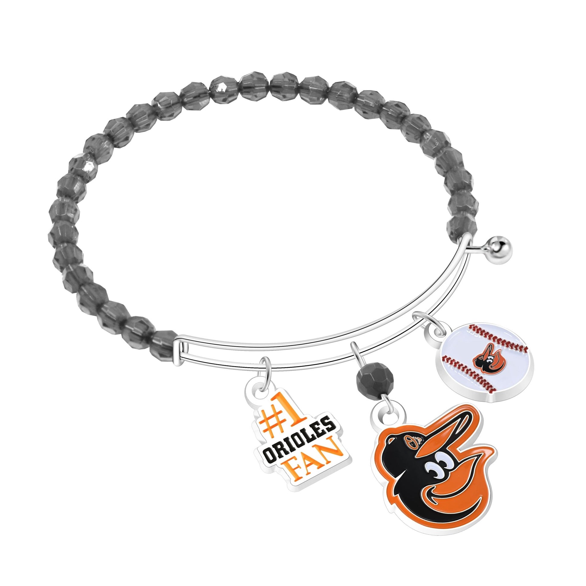 MLB Three Charm Logo Bead Bracelet - Gamedays Gear - Baltimore Orioles