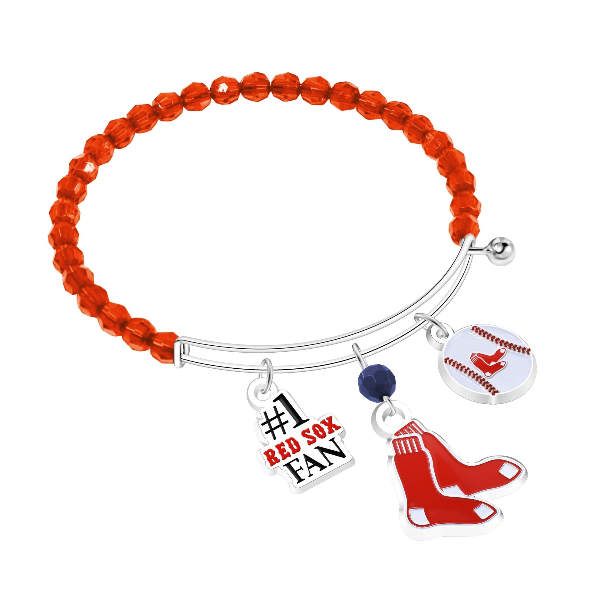 MLB Three Charm Logo Bead Bracelet - Gamedays Gear - Boston Red Sox