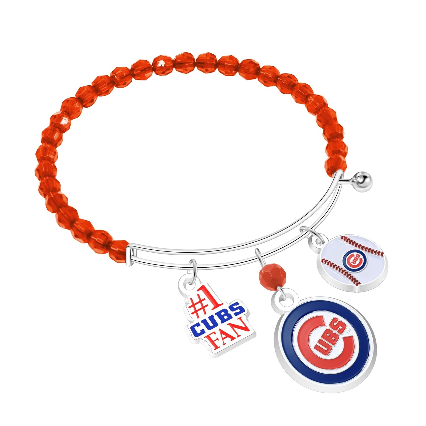 MLB Three Charm Logo Bead Bracelet - Gamedays Gear - Chicago Cubs