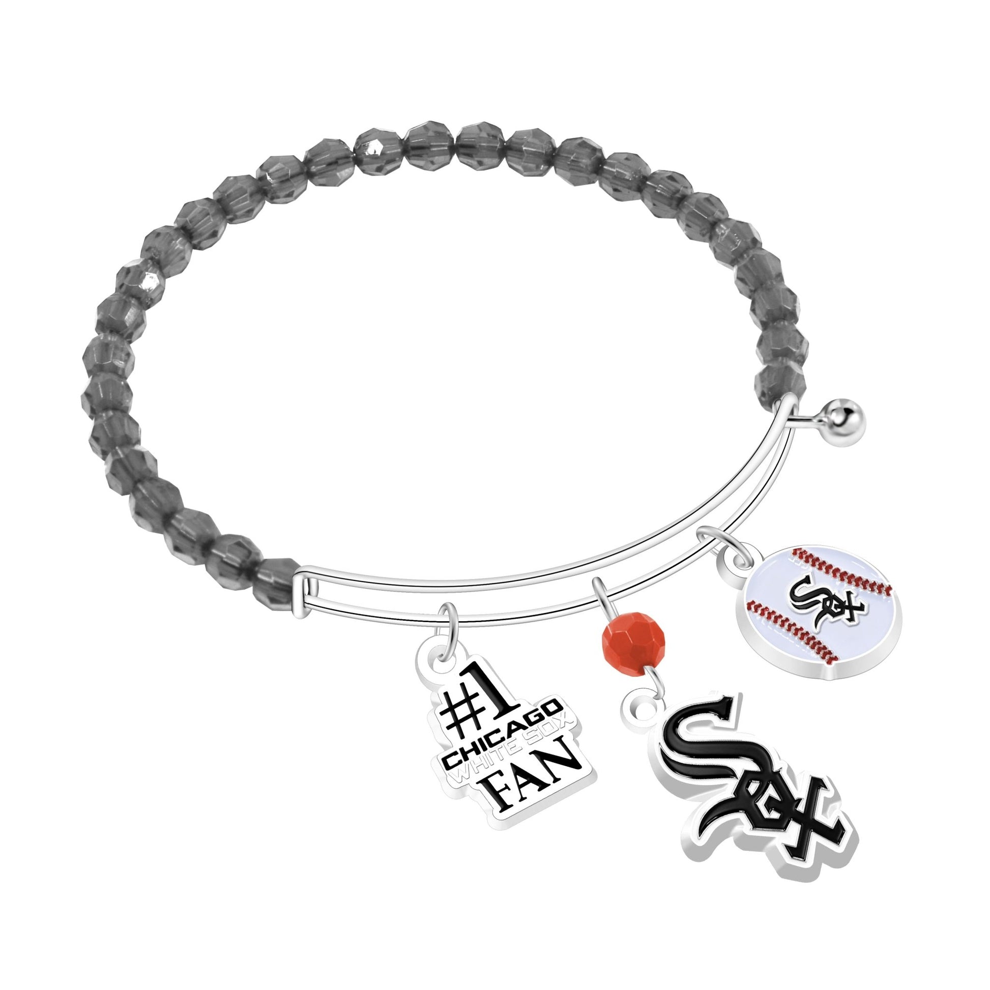 MLB Three Charm Logo Bead Bracelet - Gamedays Gear - Chicago White Sox