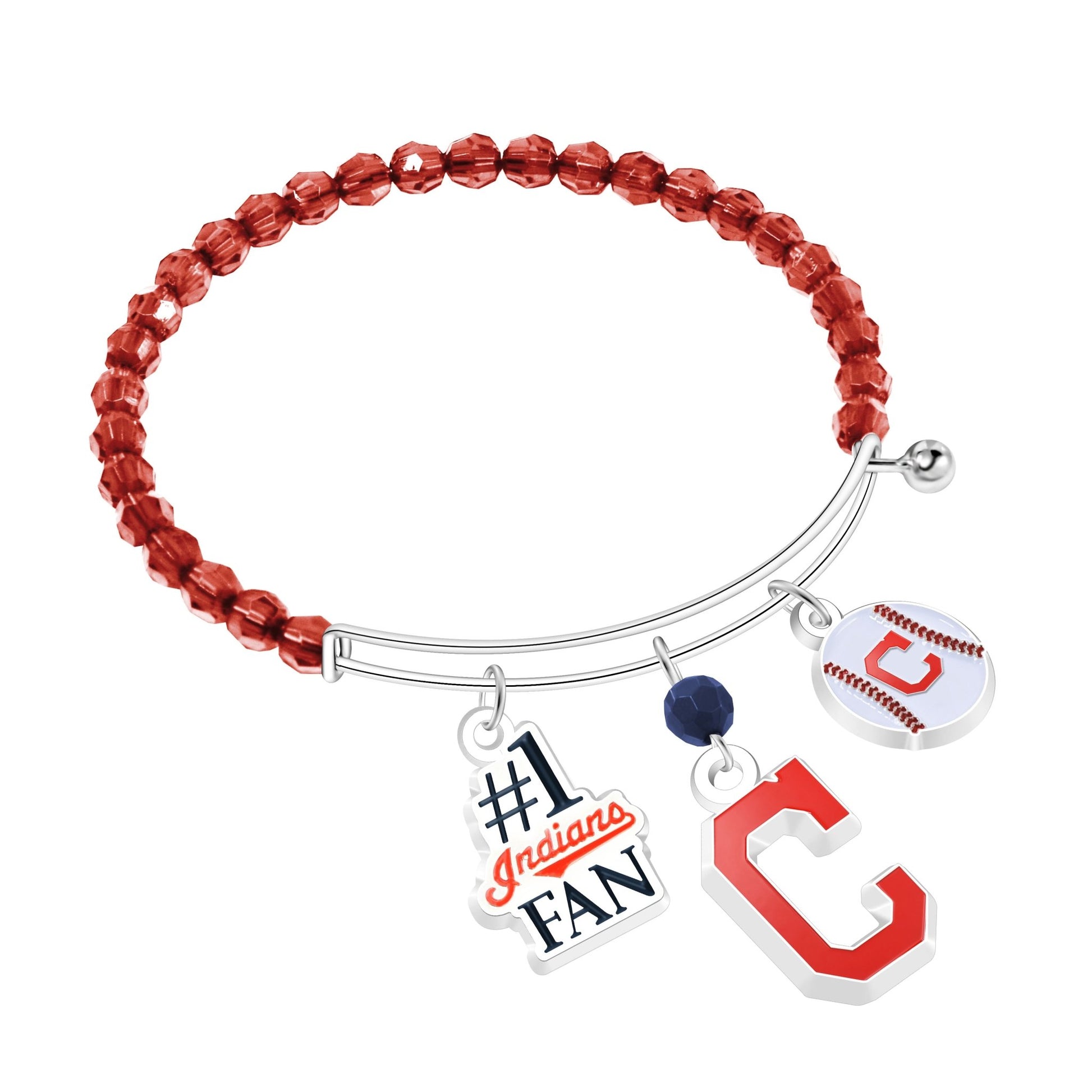 MLB Three Charm Logo Bead Bracelet - Gamedays Gear - Cleveland Guardians