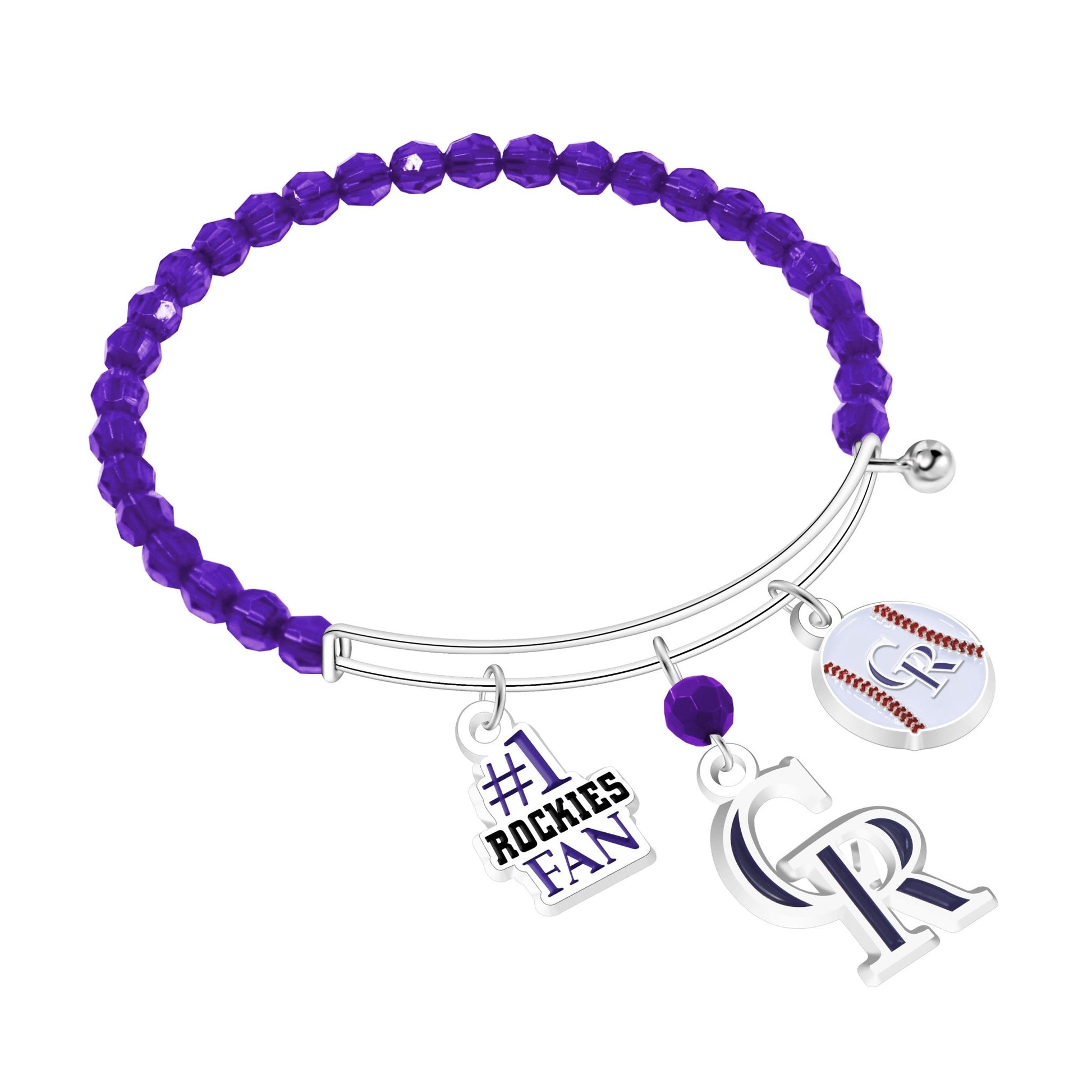 MLB Three Charm Logo Bead Bracelet - Gamedays Gear - Colorado Rockies