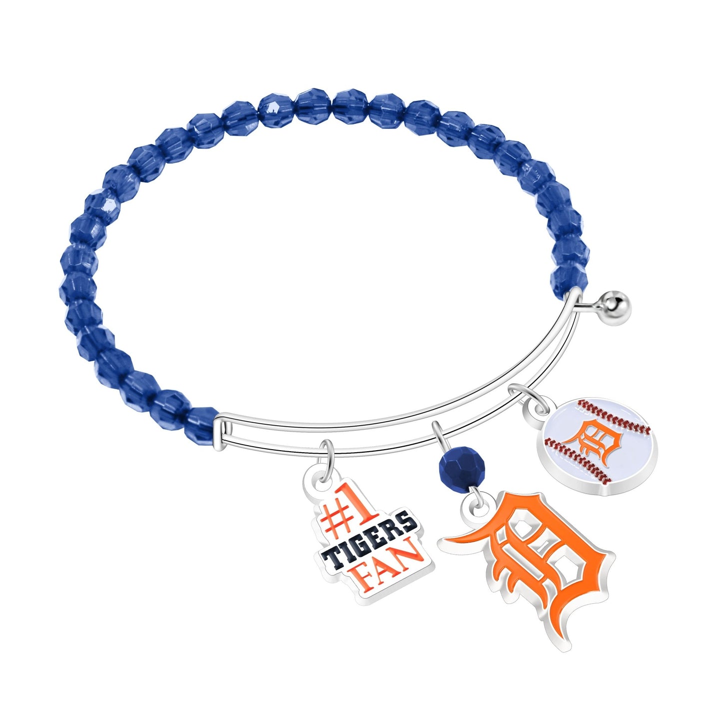 MLB Three Charm Logo Bead Bracelet - Gamedays Gear - Detroit Tigers