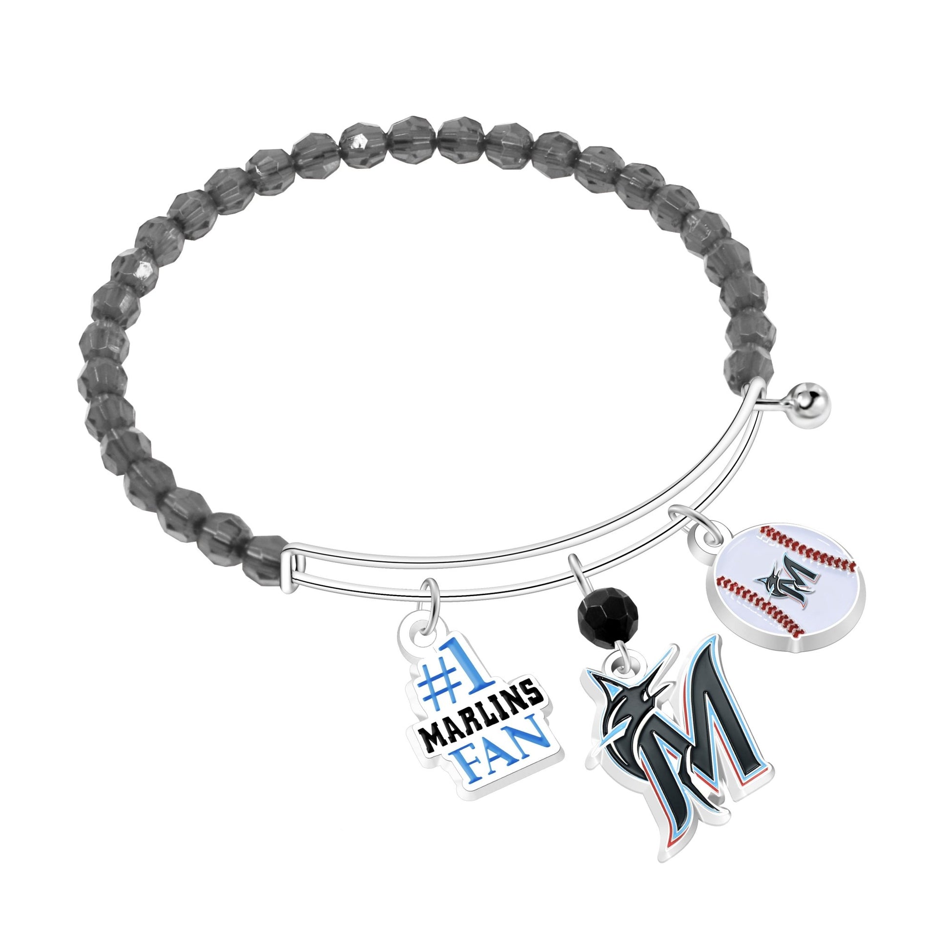 MLB Three Charm Logo Bead Bracelet - Gamedays Gear - Miami Marlins