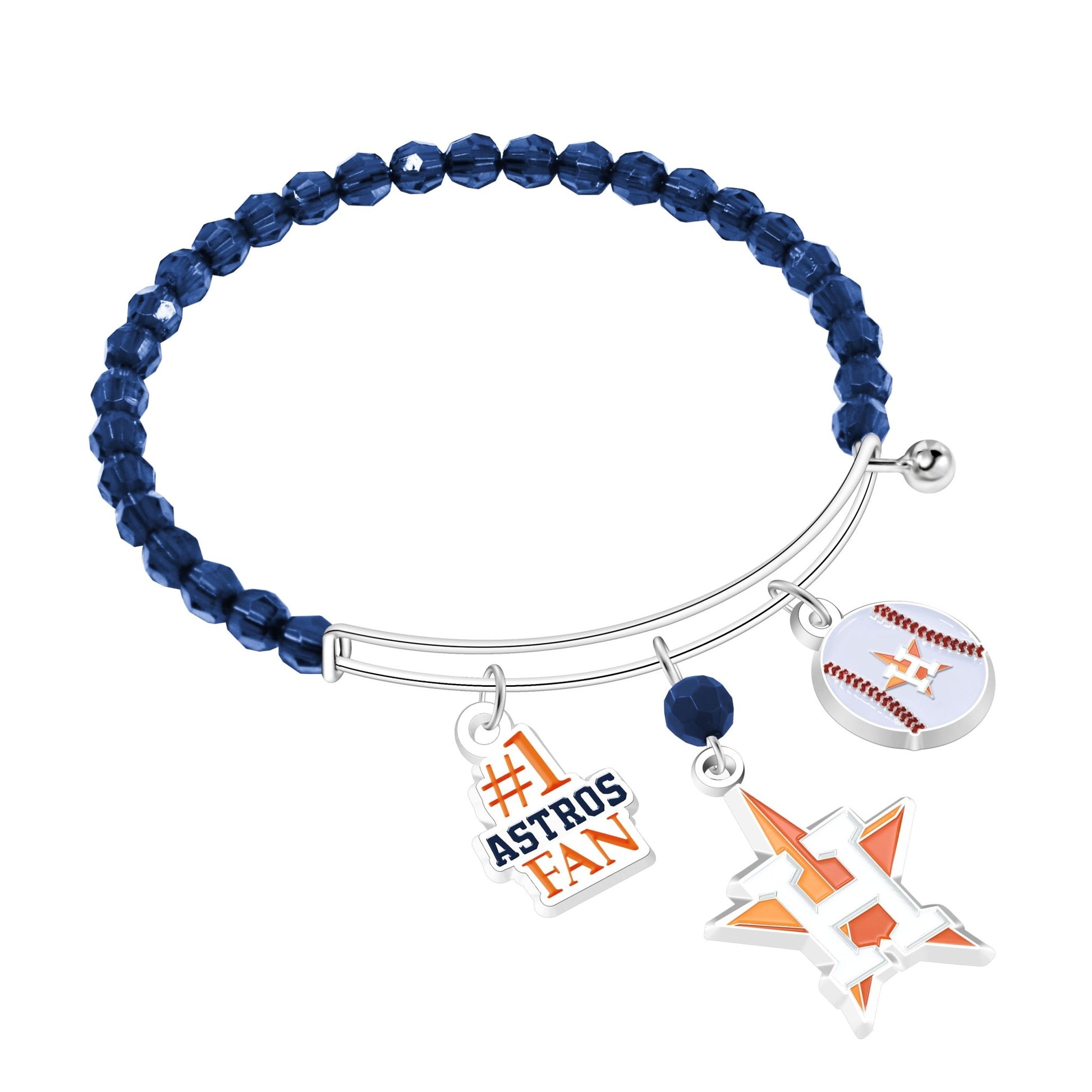 MLB Three Charm Logo Bead Bracelet - Gamedays Gear - Houston Astros