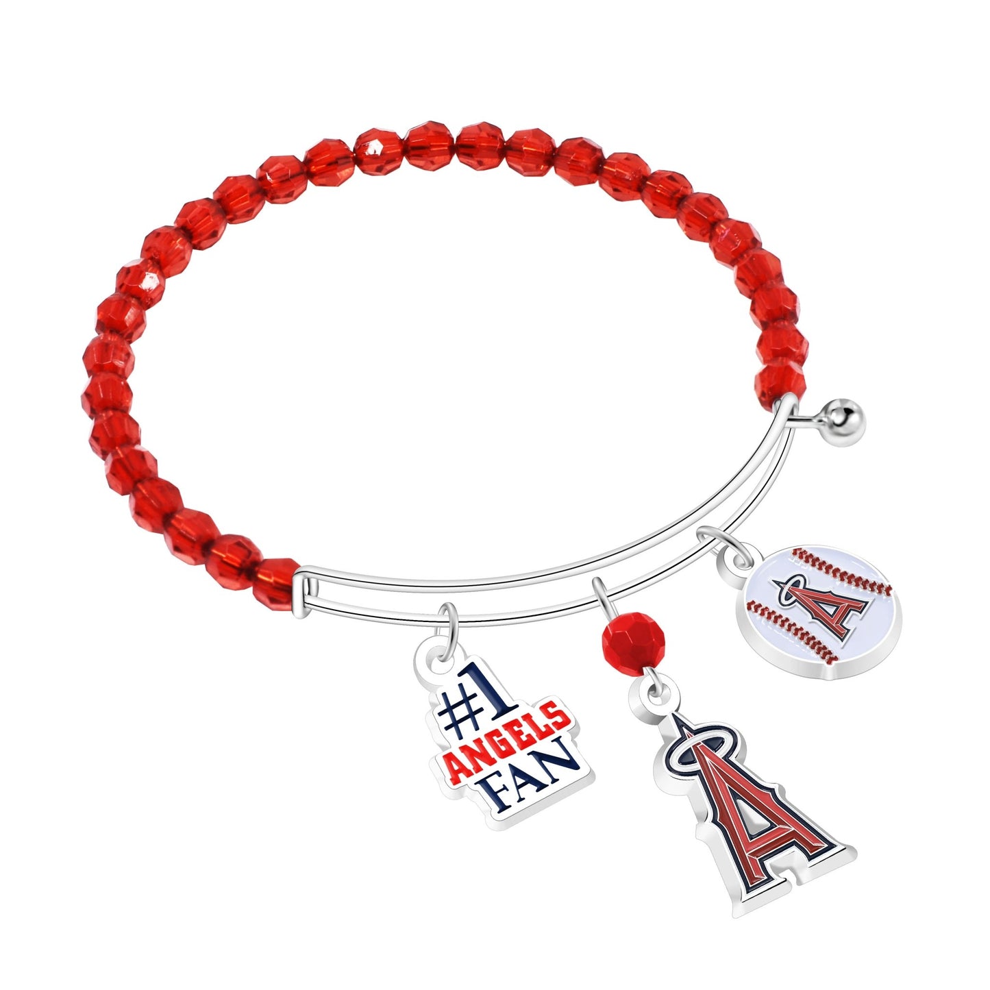 MLB Three Charm Logo Bead Bracelet - Gamedays Gear - Los Angeles Angels