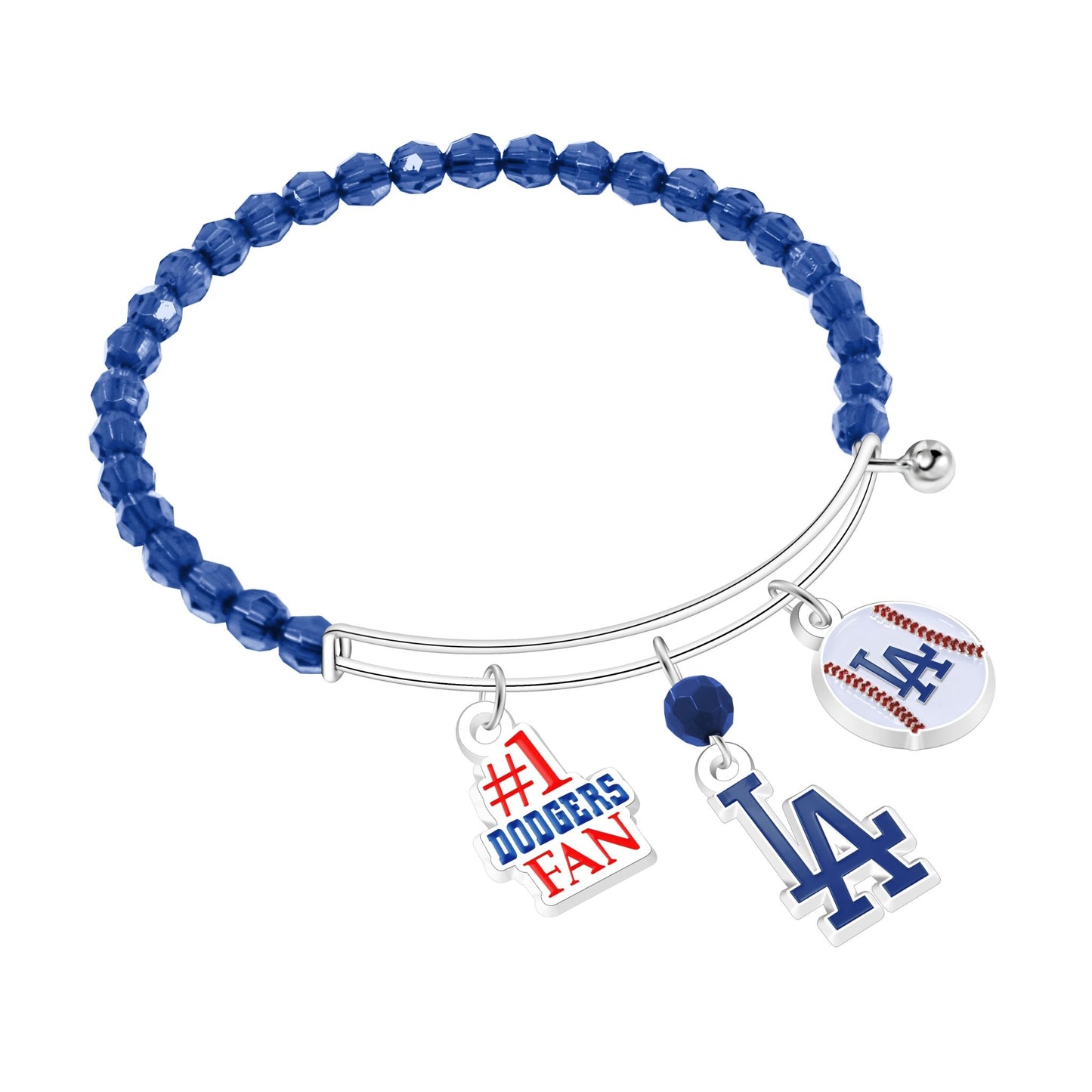 MLB Three Charm Logo Bead Bracelet - Gamedays Gear - Los Angeles Dodgers