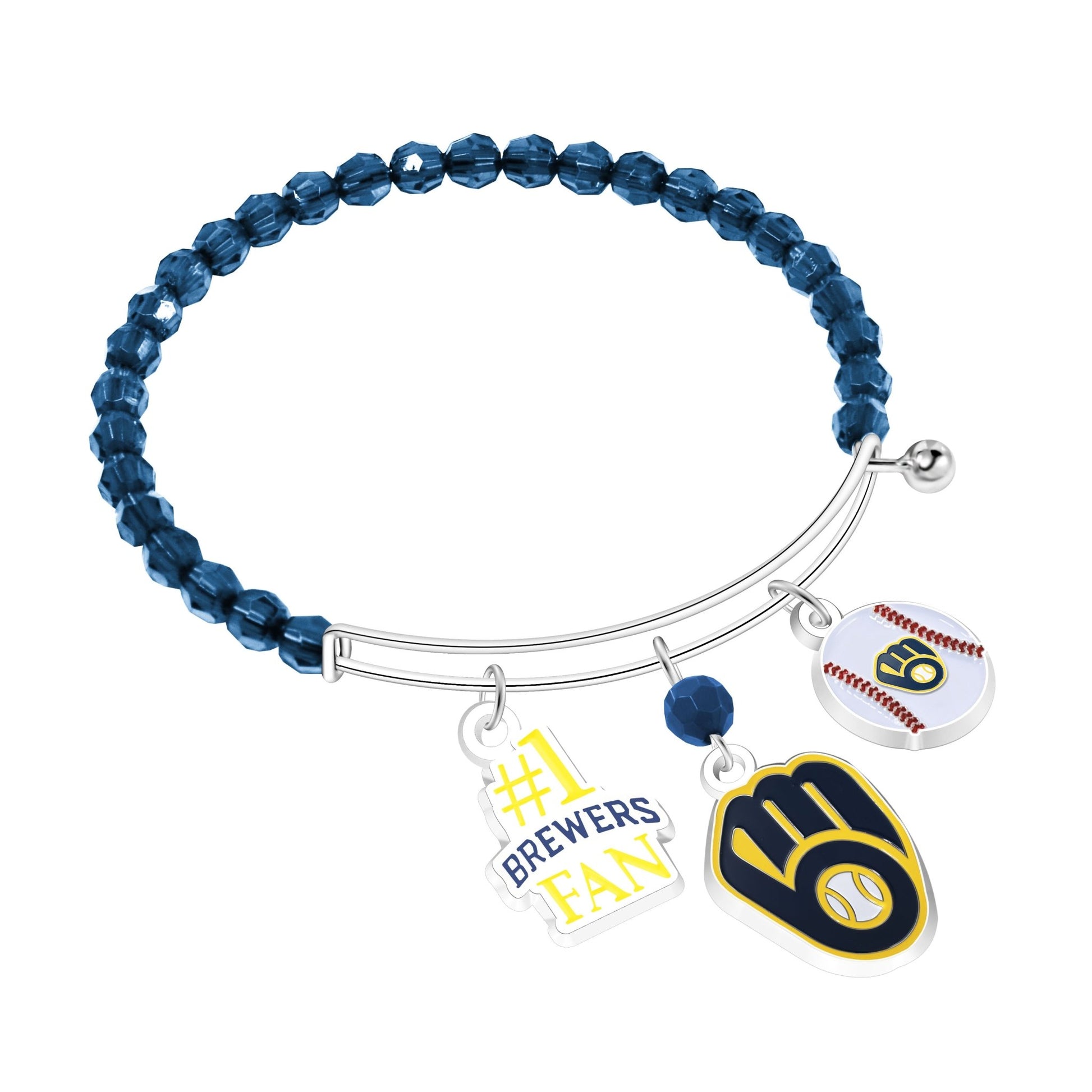 MLB Three Charm Logo Bead Bracelet - Gamedays Gear - Milwaukee Brewers