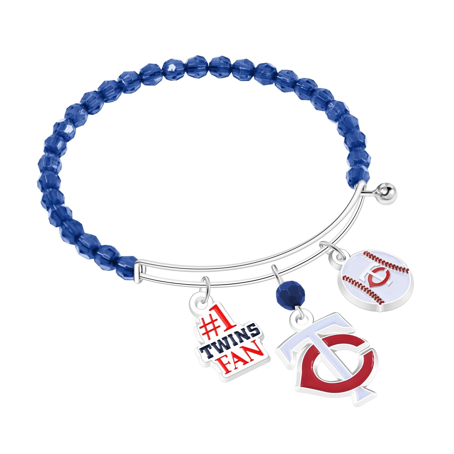 MLB Three Charm Logo Bead Bracelet - Gamedays Gear - Minnesota Twins