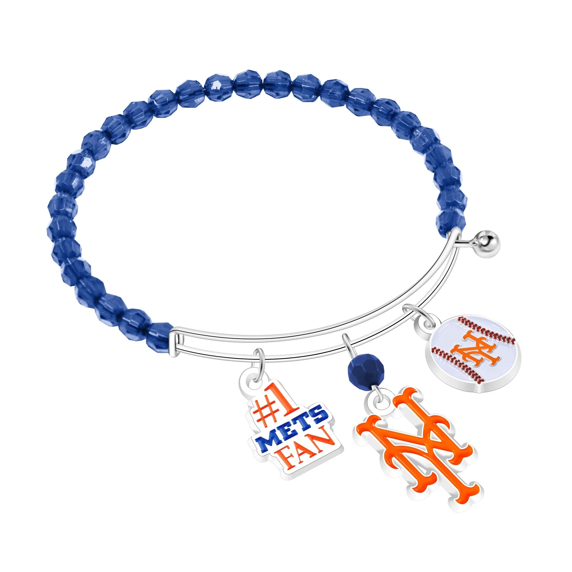 MLB Three Charm Logo Bead Bracelet - Gamedays Gear - New York Mets