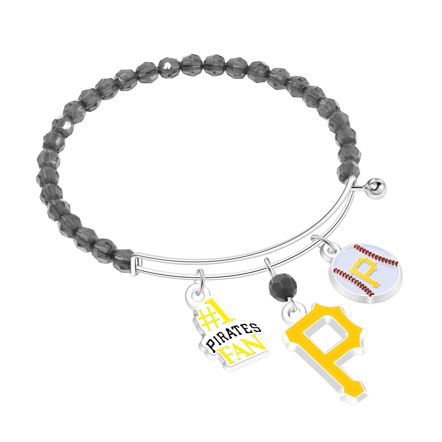 MLB Three Charm Logo Bead Bracelet - Gamedays Gear - Pittsburgh Pirates