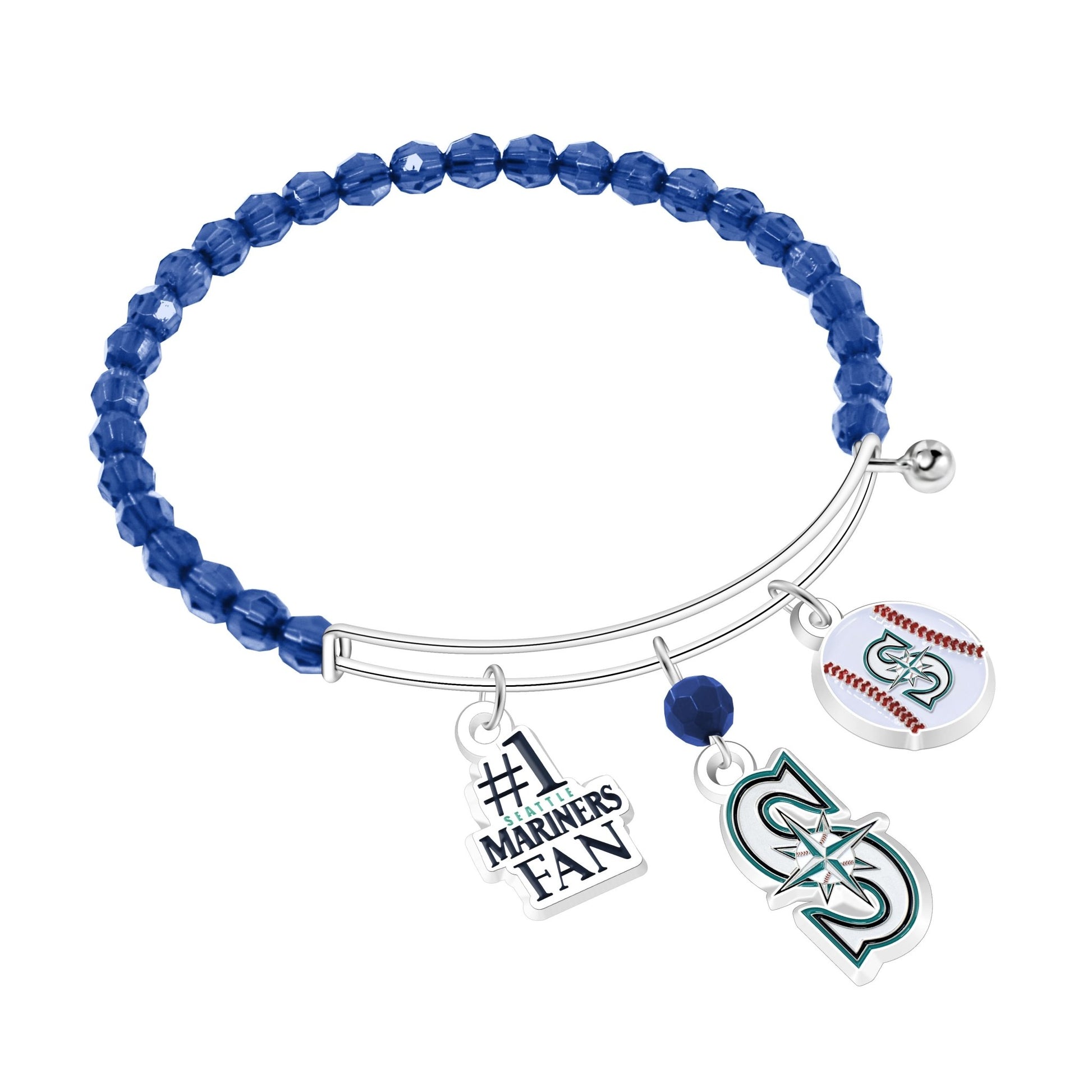 MLB Three Charm Logo Bead Bracelet - Gamedays Gear - Seattle Mariners