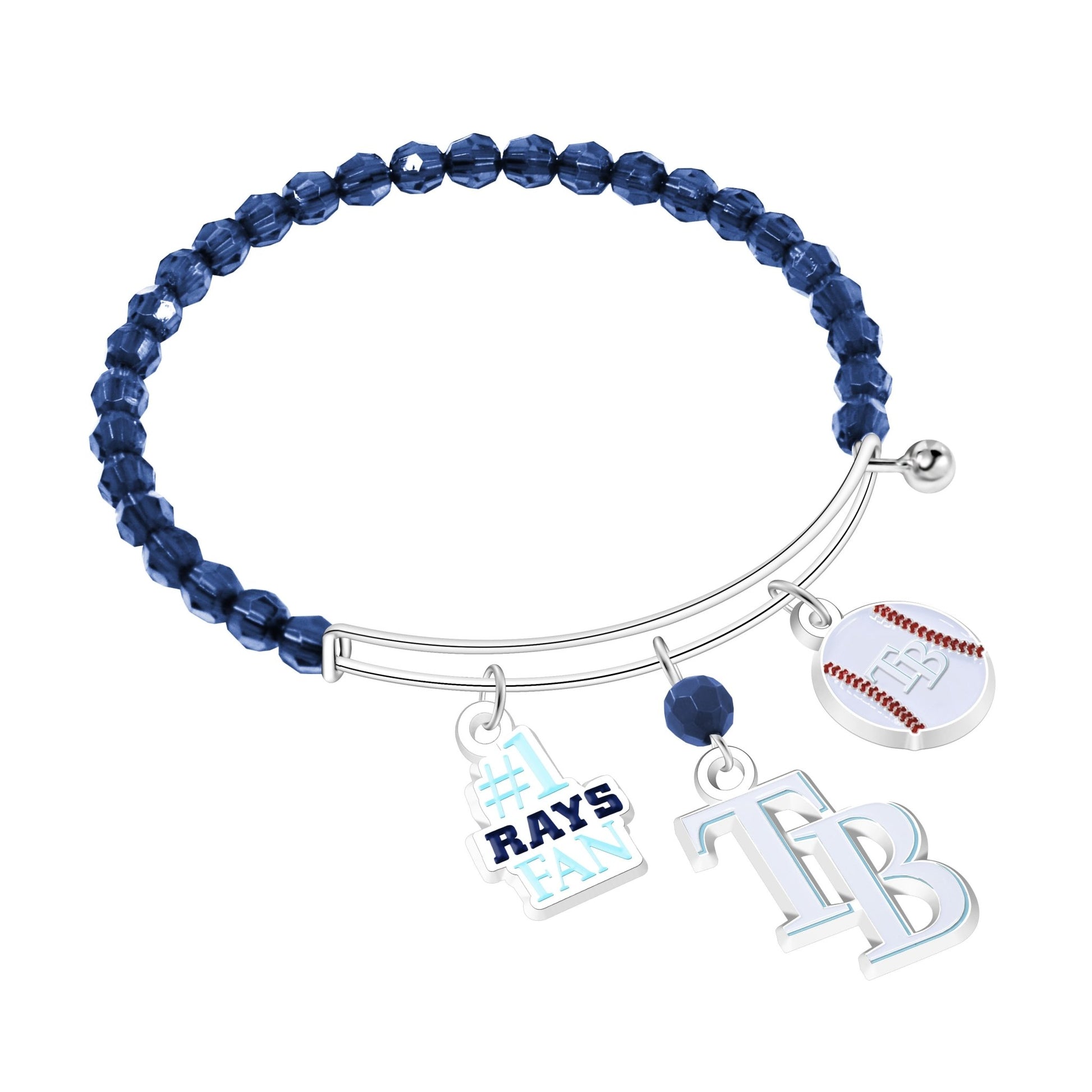 MLB Three Charm Logo Bead Bracelet - Gamedays Gear - Tampa Bay Rays