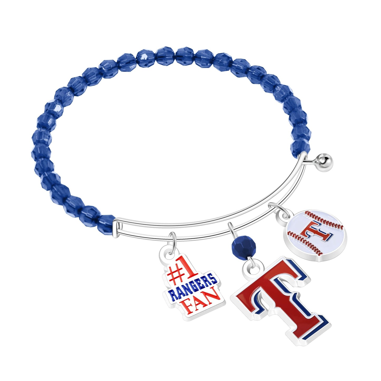 MLB Three Charm Logo Bead Bracelet - Gamedays Gear - Texas Rangers