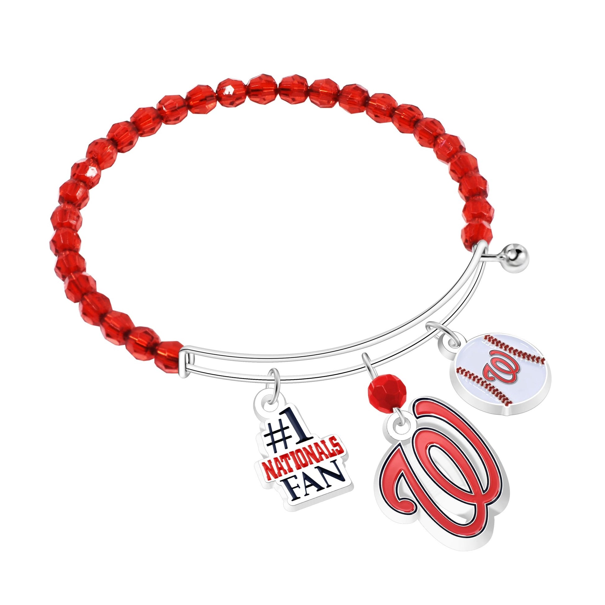 MLB Three Charm Logo Bead Bracelet - Gamedays Gear - Washington Nationals