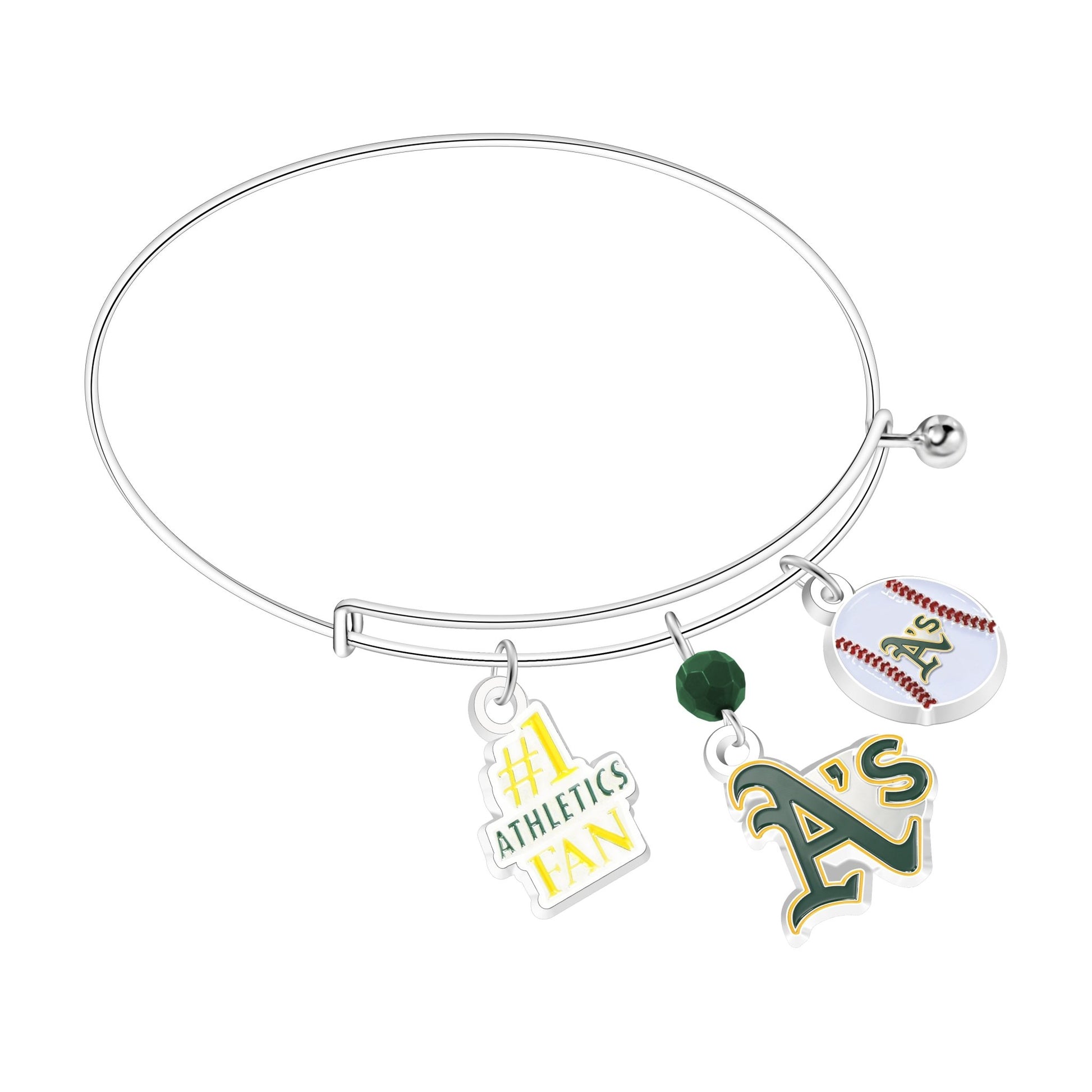 MLB Three Charm Logo Bracelet - Gamedays Gear - Oakland Athletics