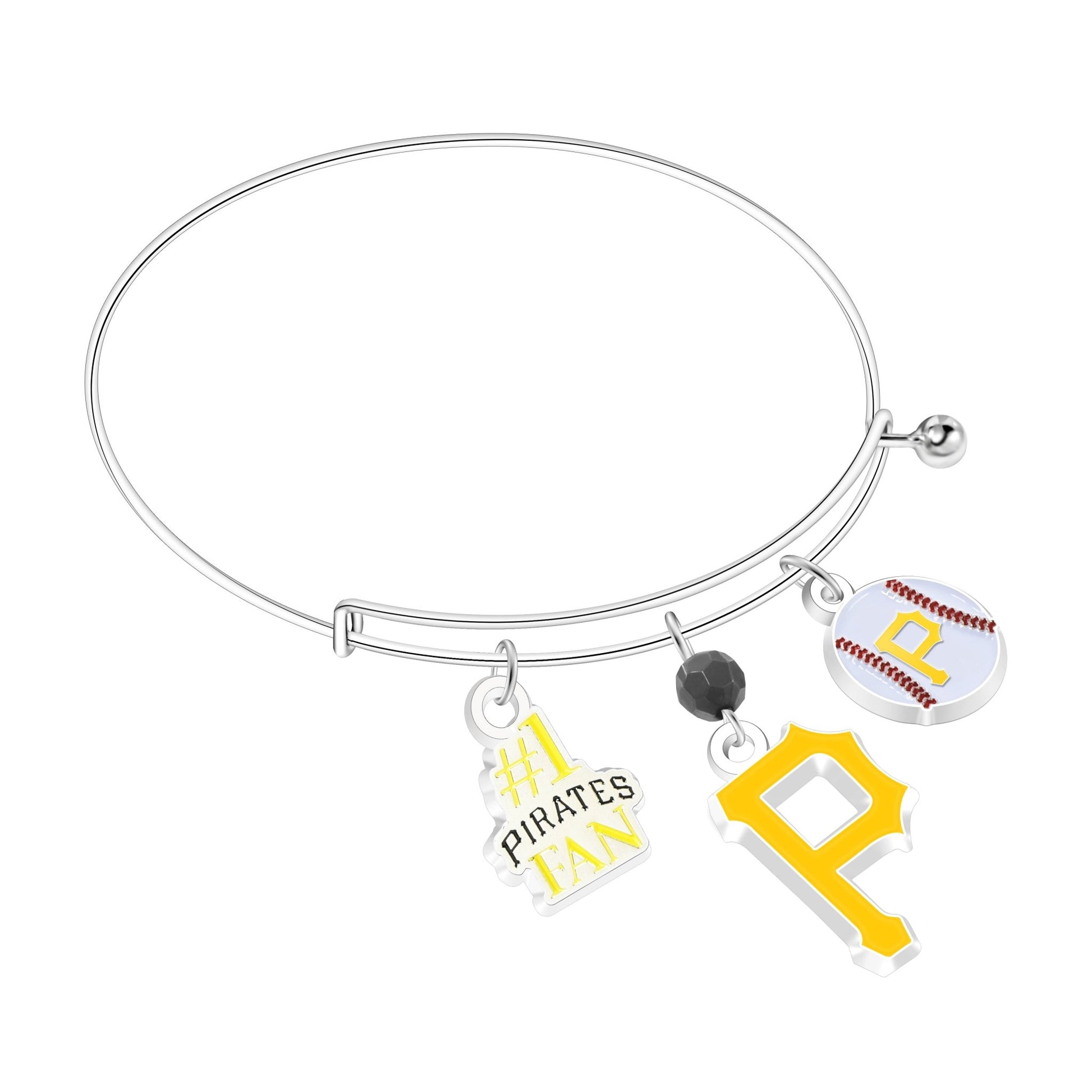 MLB Three Charm Logo Bracelet - Gamedays Gear - Pittsburgh Pirates