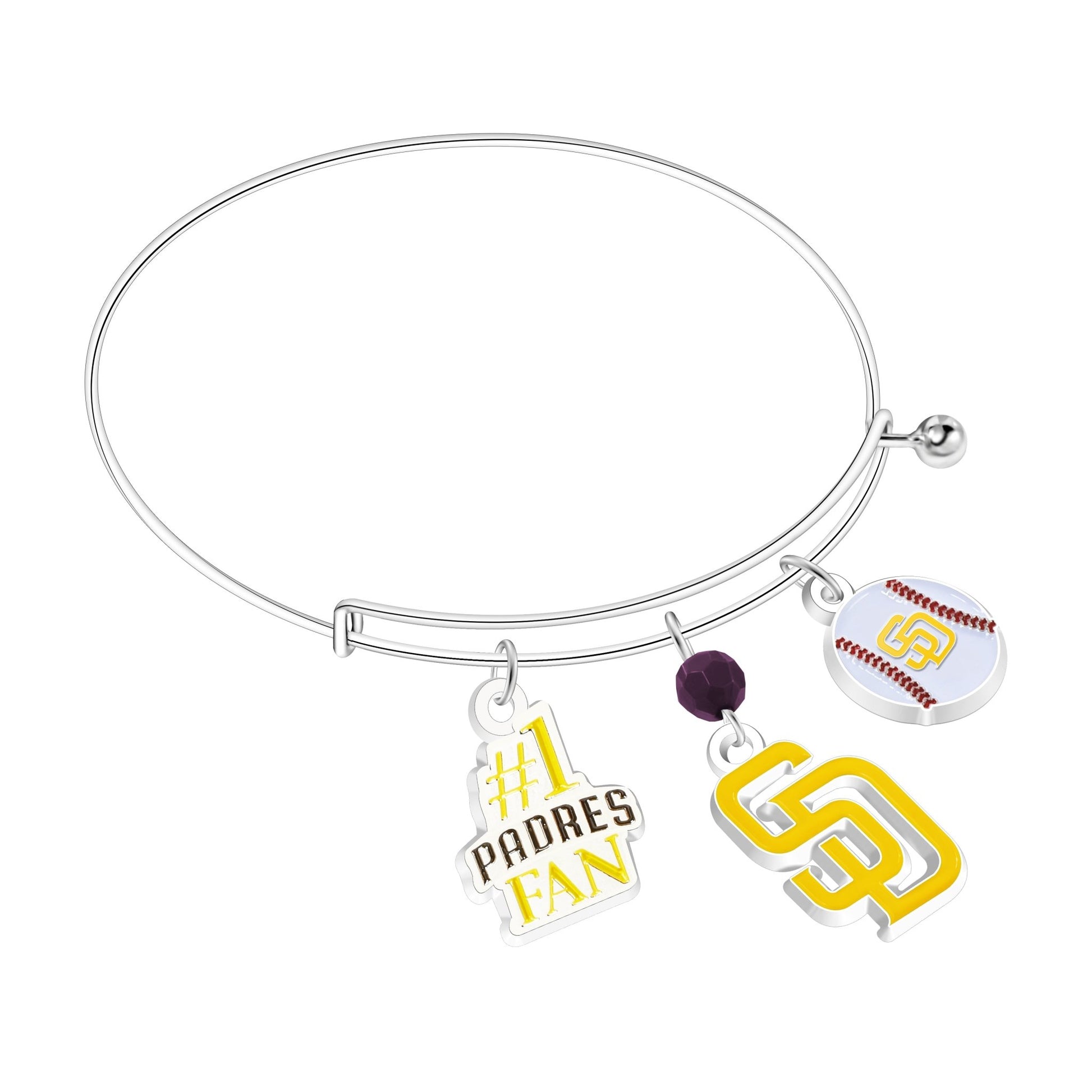 MLB Three Charm Logo Bracelet - Gamedays Gear - San Diego Padres