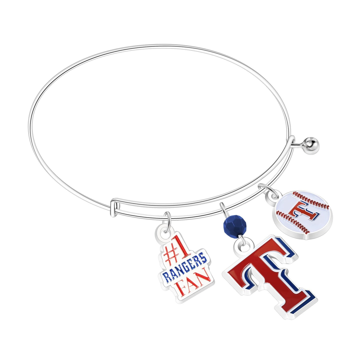 MLB Three Charm Logo Bracelet - Gamedays Gear - Texas Rangers