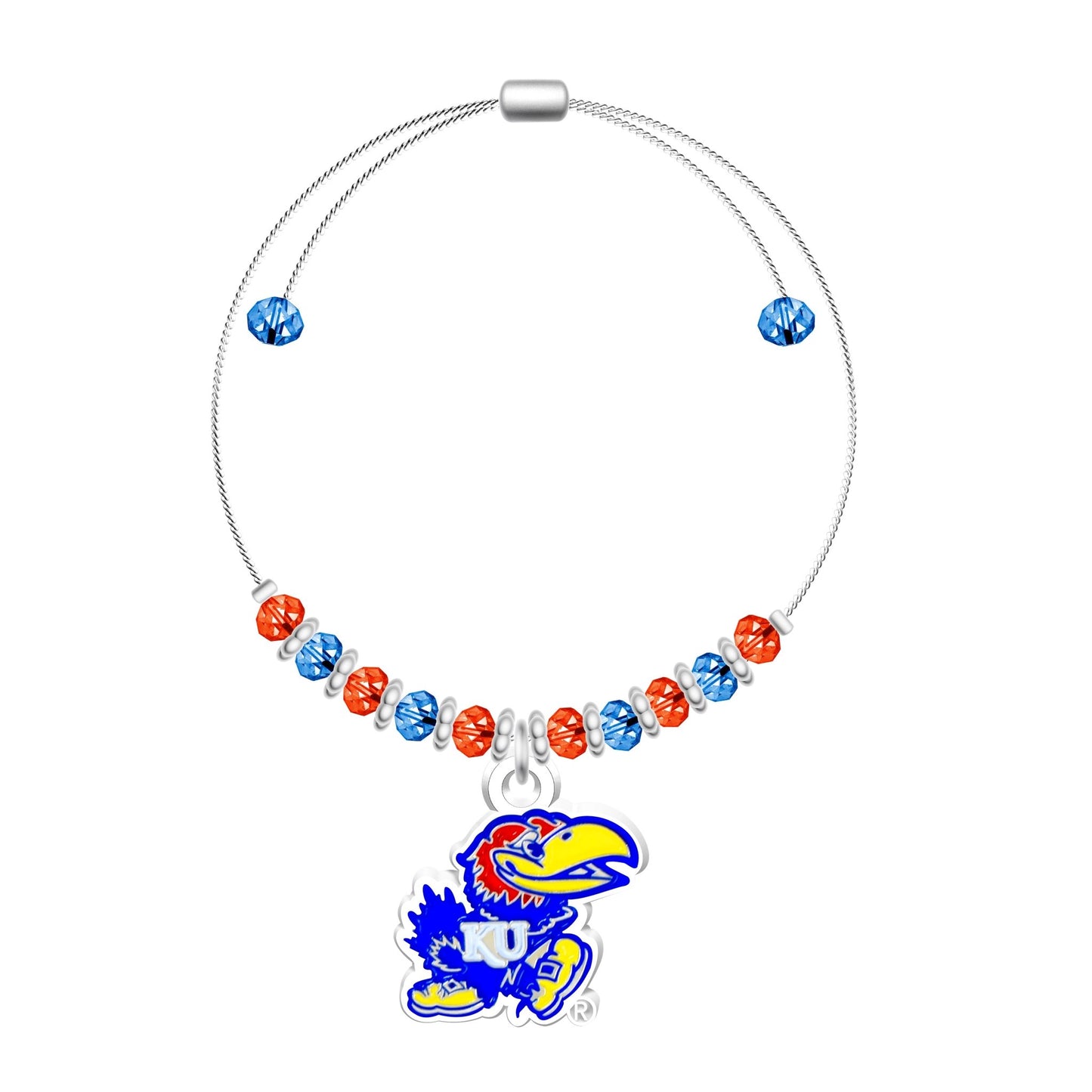 NCAA 2-Tone Bead Adjustable Bracelet - Gamedays Gear - Kansas Jayhawks