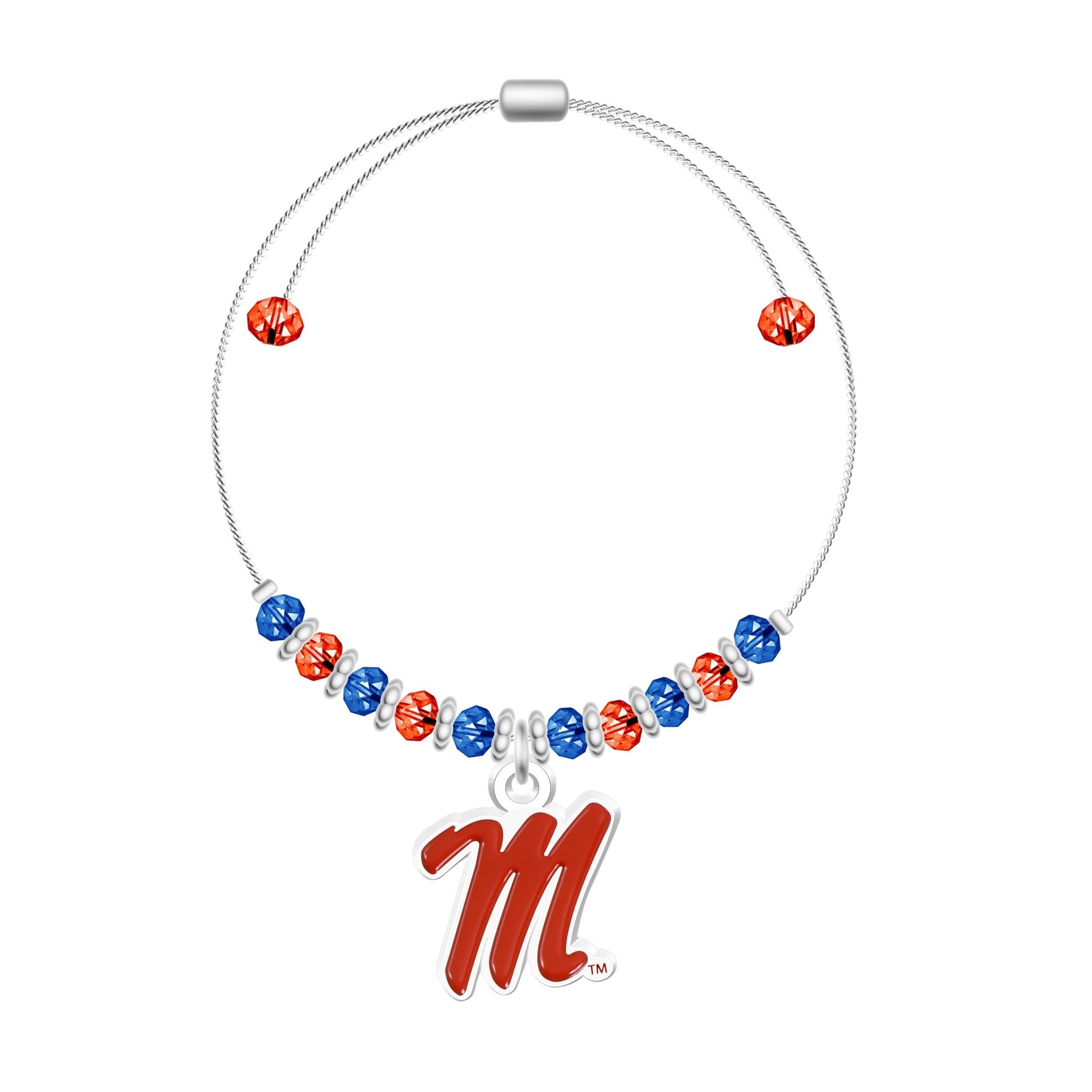 NCAA 2-Tone Bead Adjustable Bracelet - Gamedays Gear - Mississippi Rebels