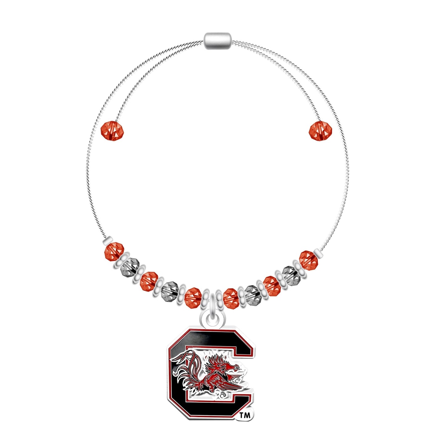 NCAA 2-Tone Bead Adjustable Bracelet - Gamedays Gear - South Carolina Gamecocks