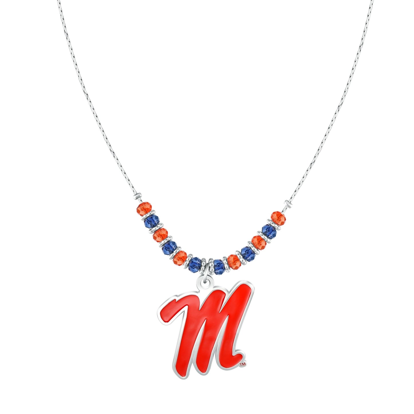 NCAA Beaded Cobra Chain Necklace - Gamedays Gear - Mississippi Rebels