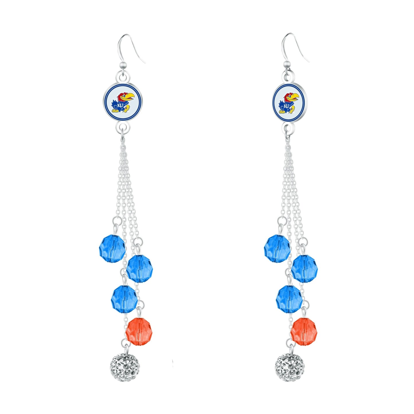 NCAA Beaded Dangle Earrings - Gamedays Gear - Kansas Jayhawks