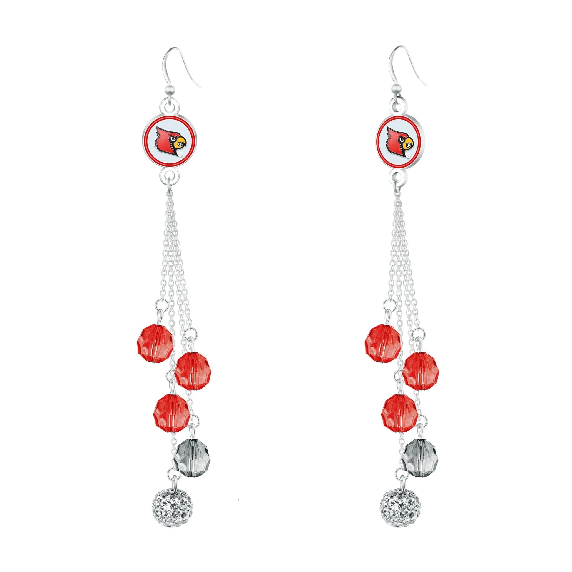 NCAA Beaded Dangle Earrings - Gamedays Gear - Louisville Cardinals