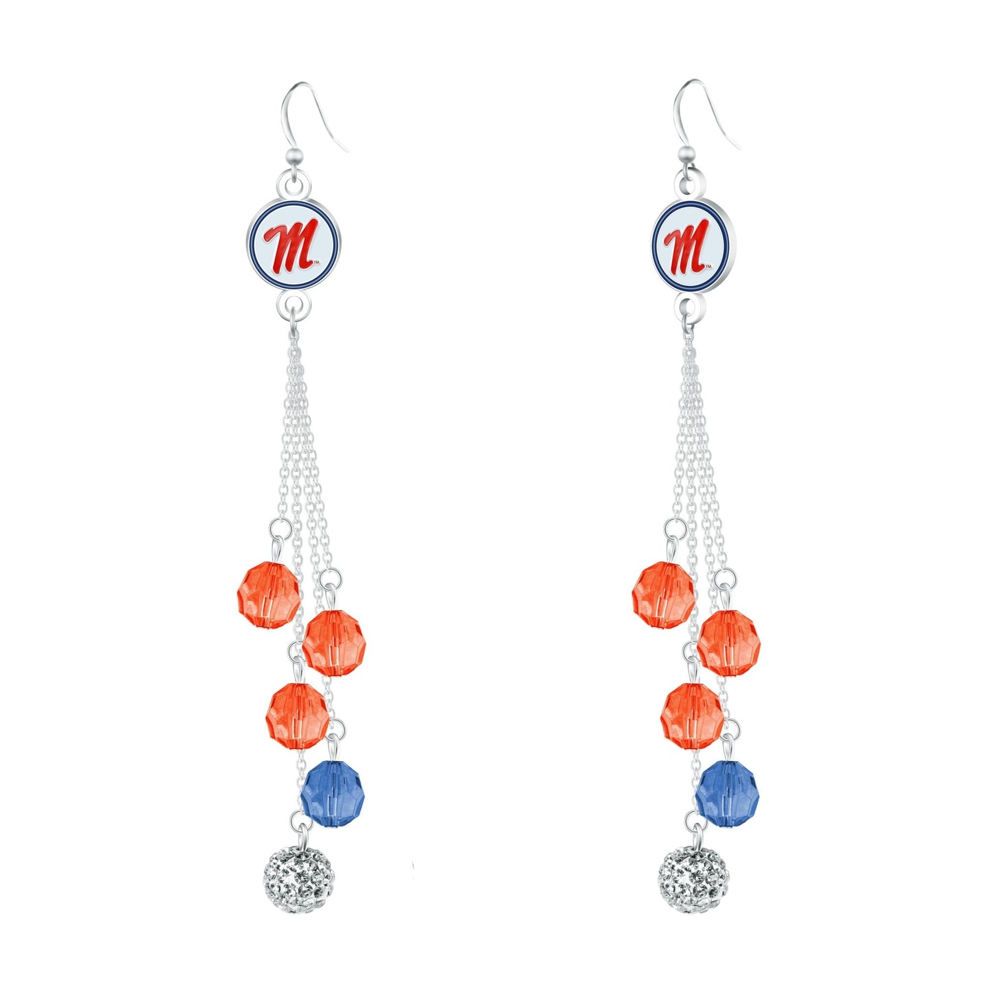 NCAA Beaded Dangle Earrings - Gamedays Gear - Mississippi Rebels