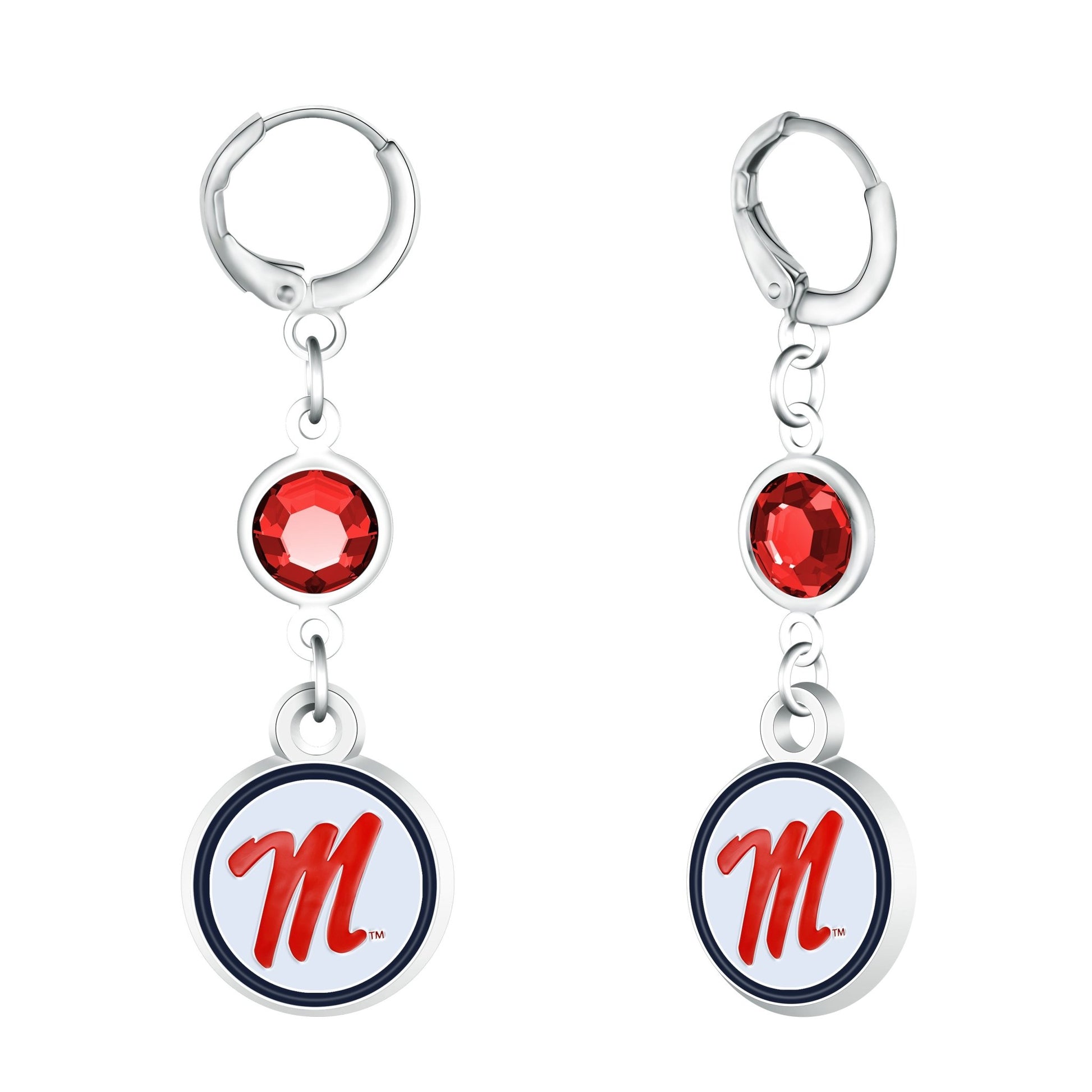 NCAA Beaded Dangle Hoop Earrings - Gamedays Gear - Mississippi Rebels