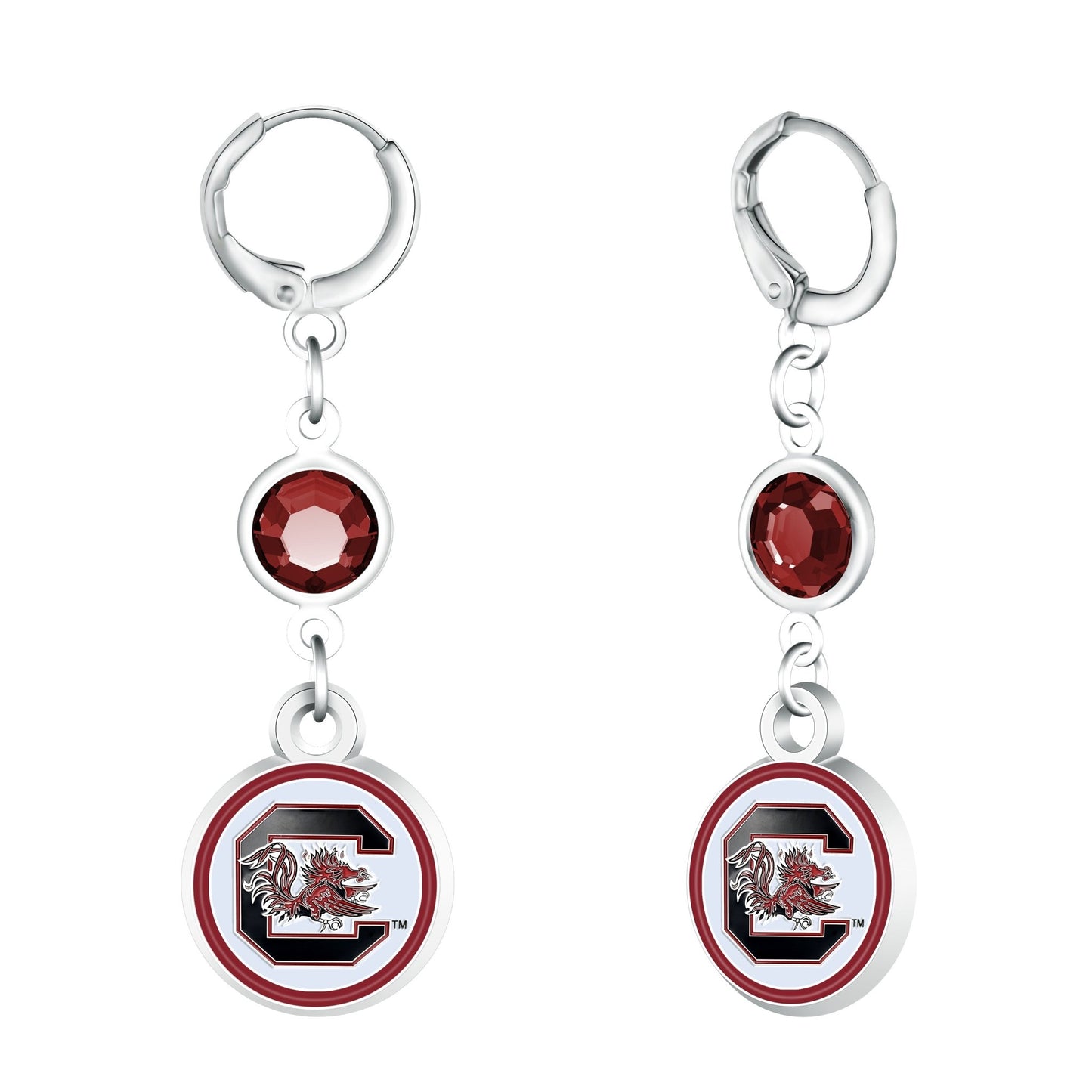 NCAA Beaded Dangle Hoop Earrings - Gamedays Gear - South Carolina Gamecocks